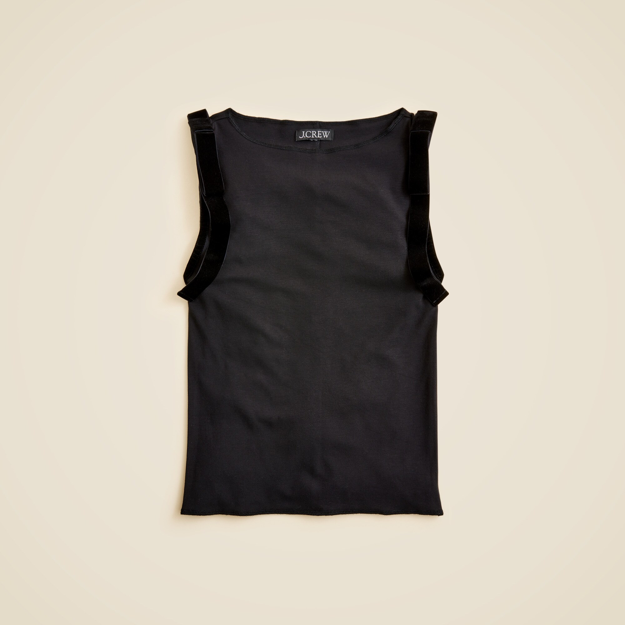 Refined rib shell top with velvet bows