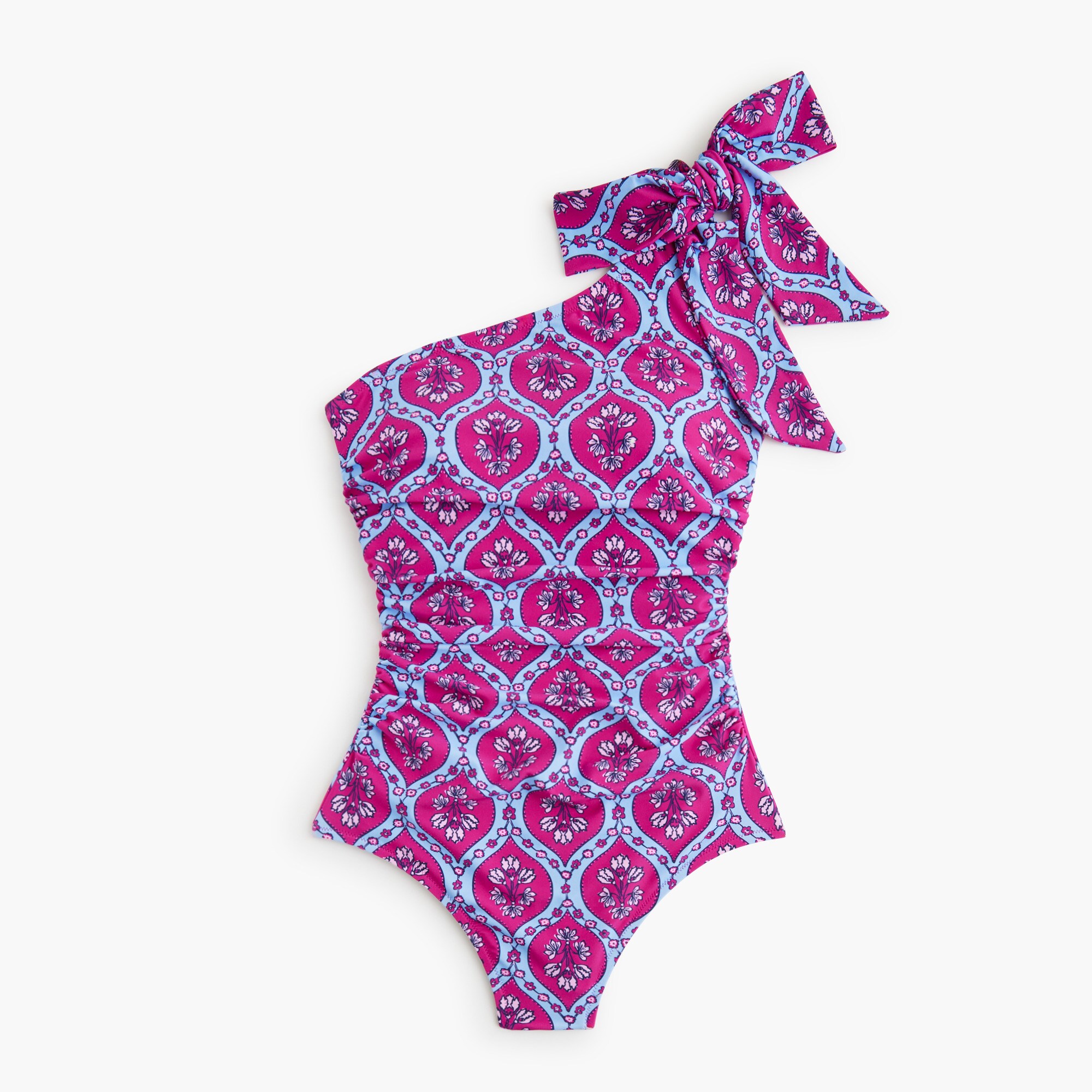 Bow-shoulder one-piece swimsuit