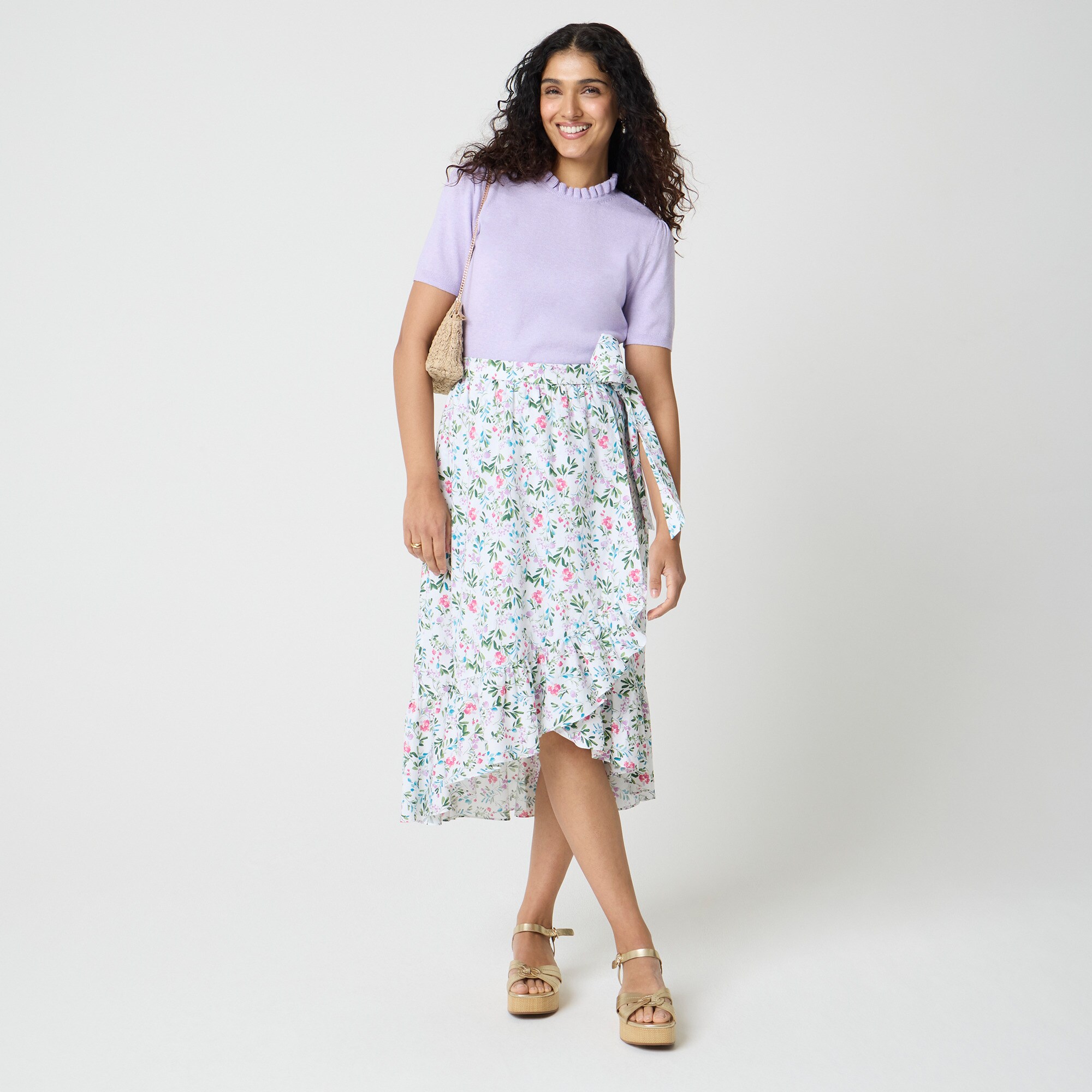 womens Poplin midi wrap skirt
