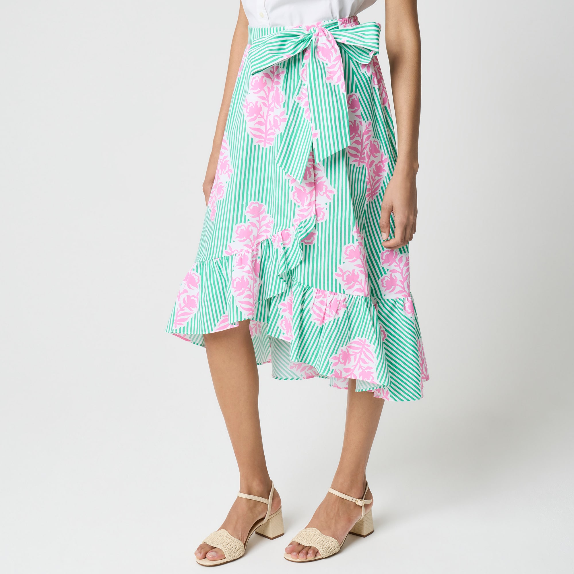 Poplin midi wrap skirt