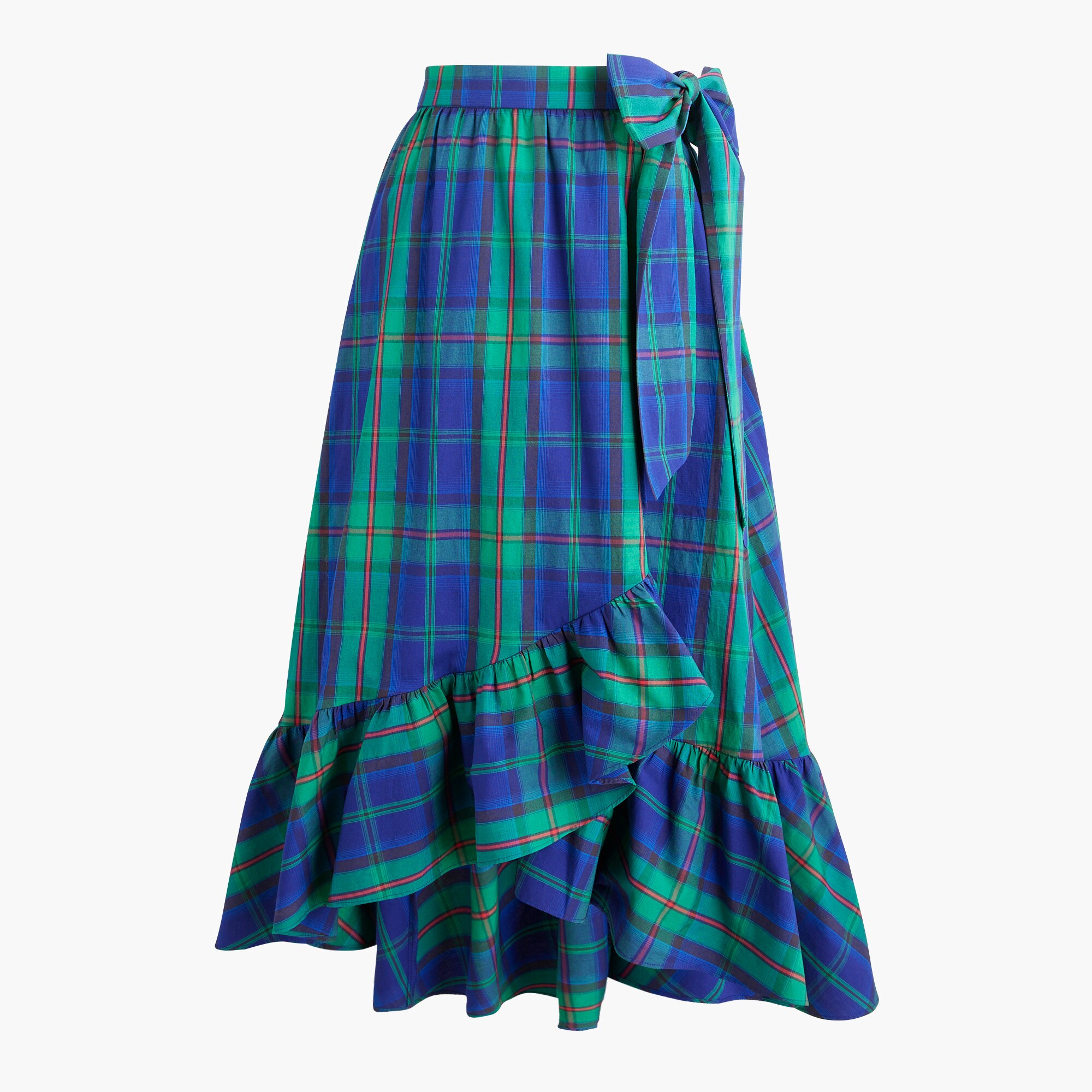 Tartan wrap midi skirt