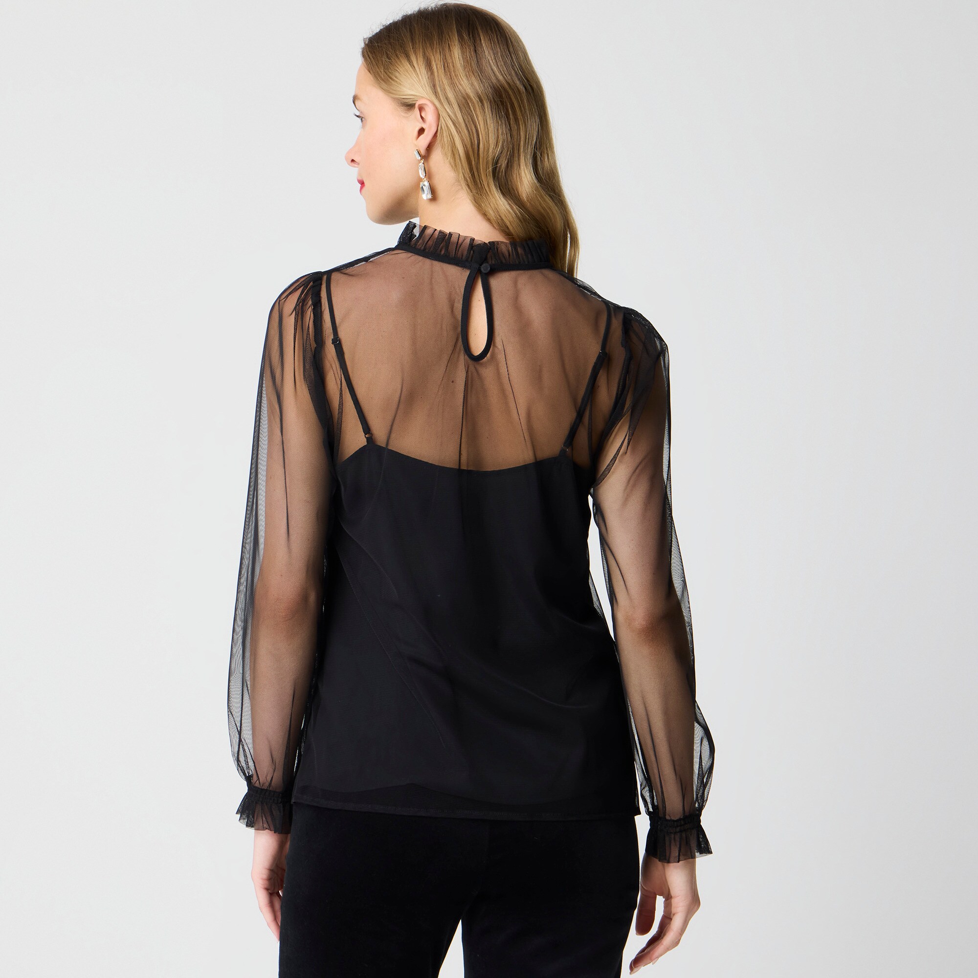 Tulle ruffleneck top