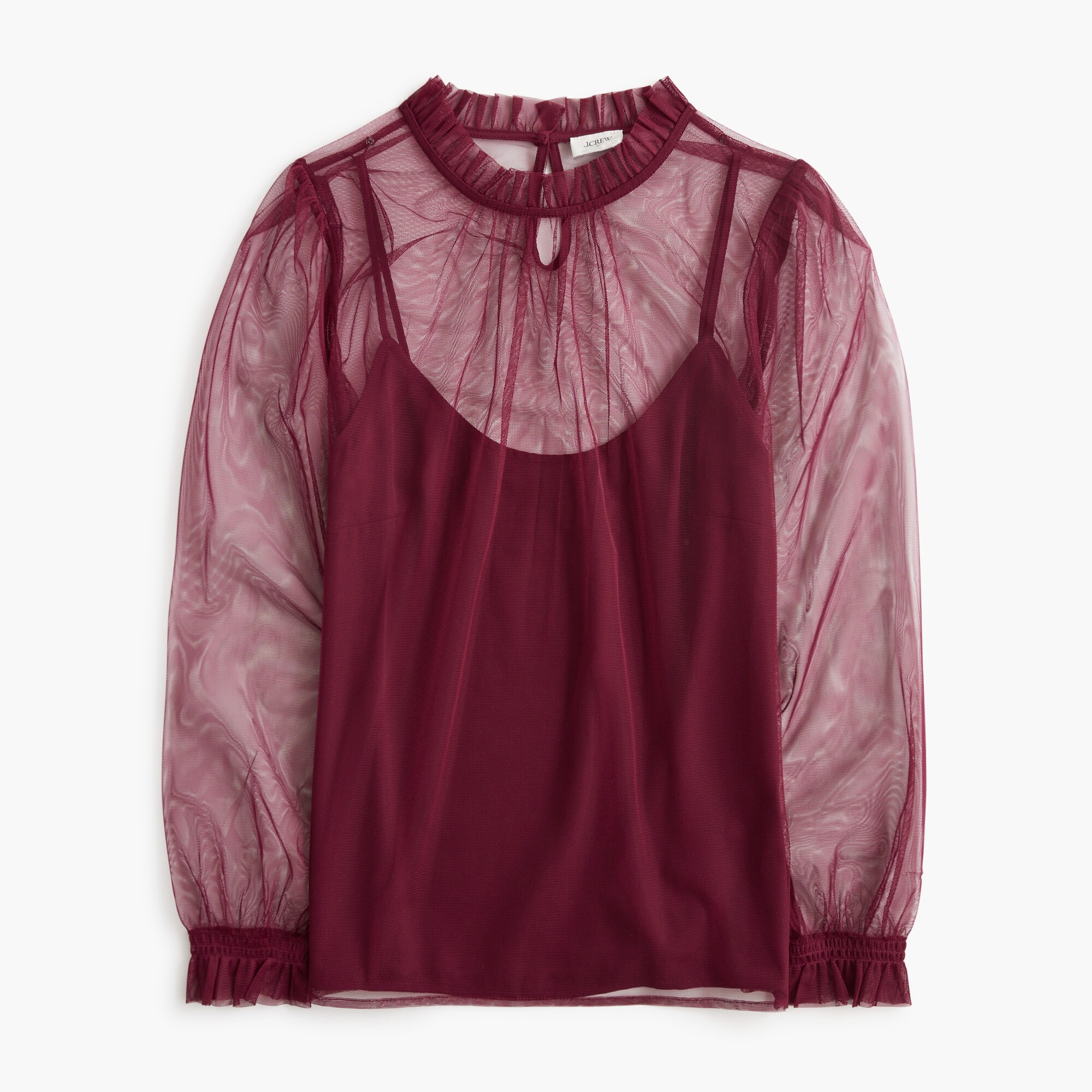 Tulle ruffleneck top