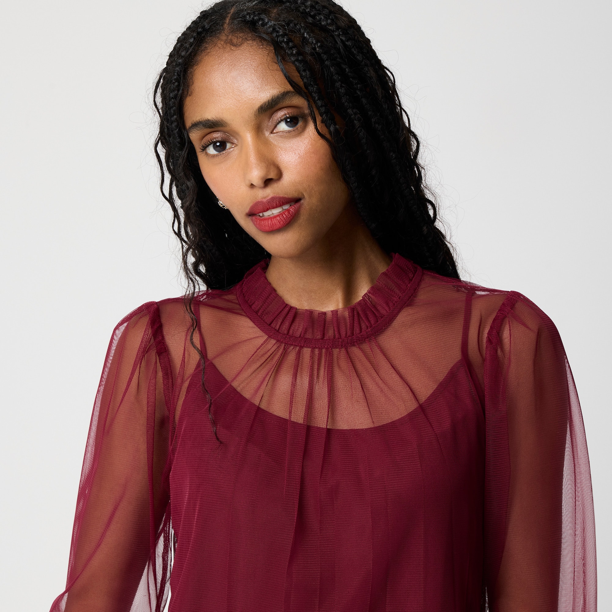 Tulle ruffleneck top