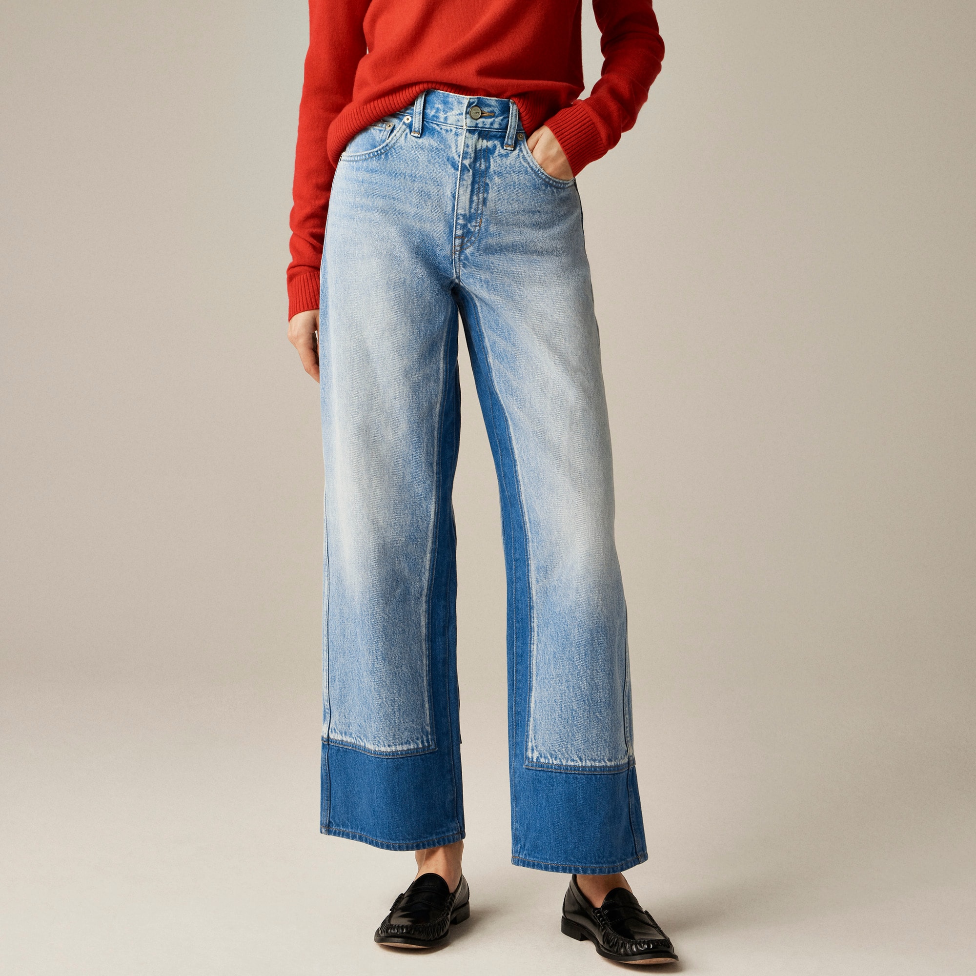 Everyday wide-leg ankle jean with washblocking