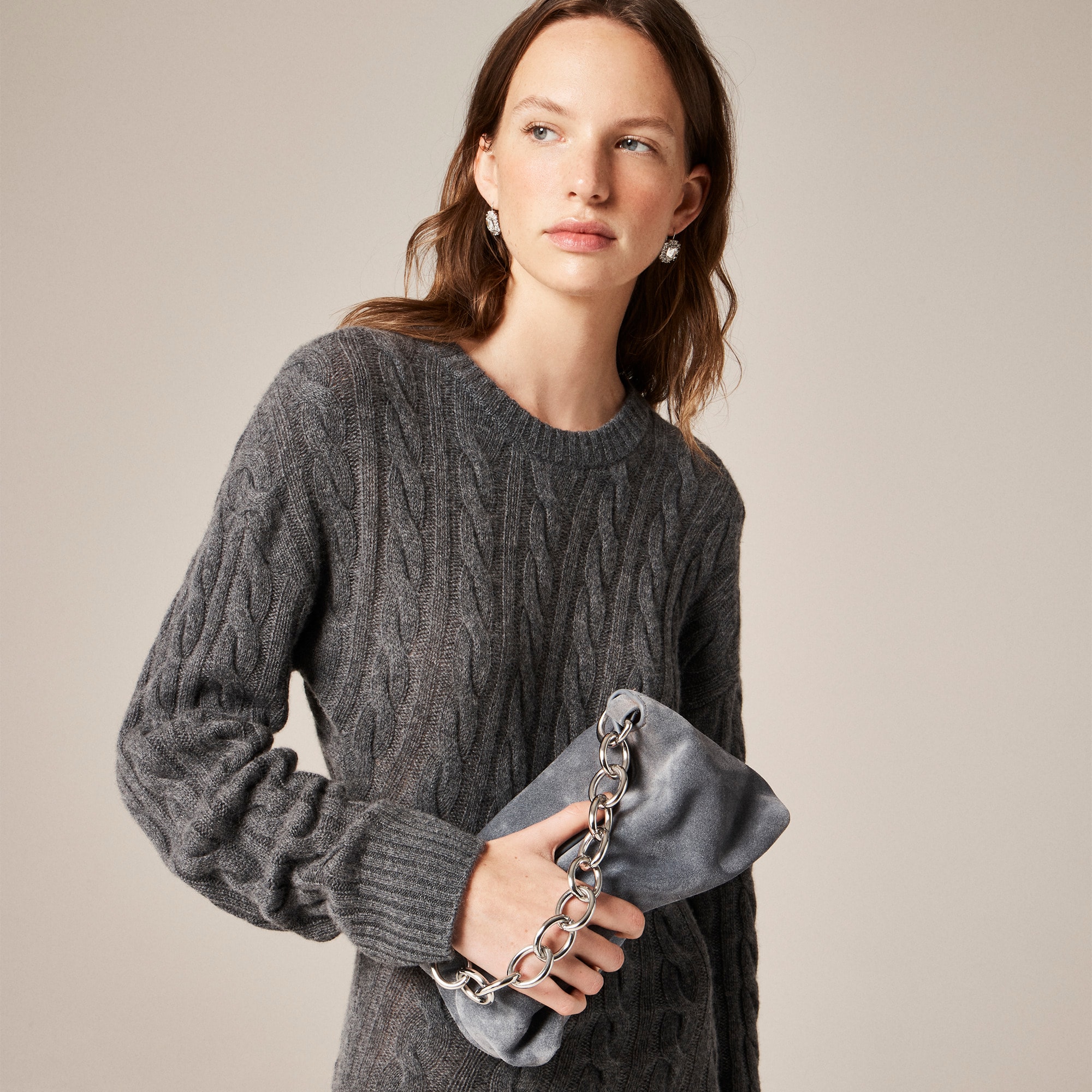 Berkeley small chainlink shoulder bag in suede - thumbnail 2