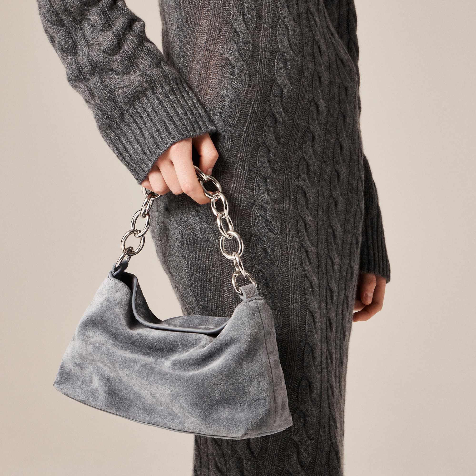 womens Berkeley small chainlink shoulder bag in suede