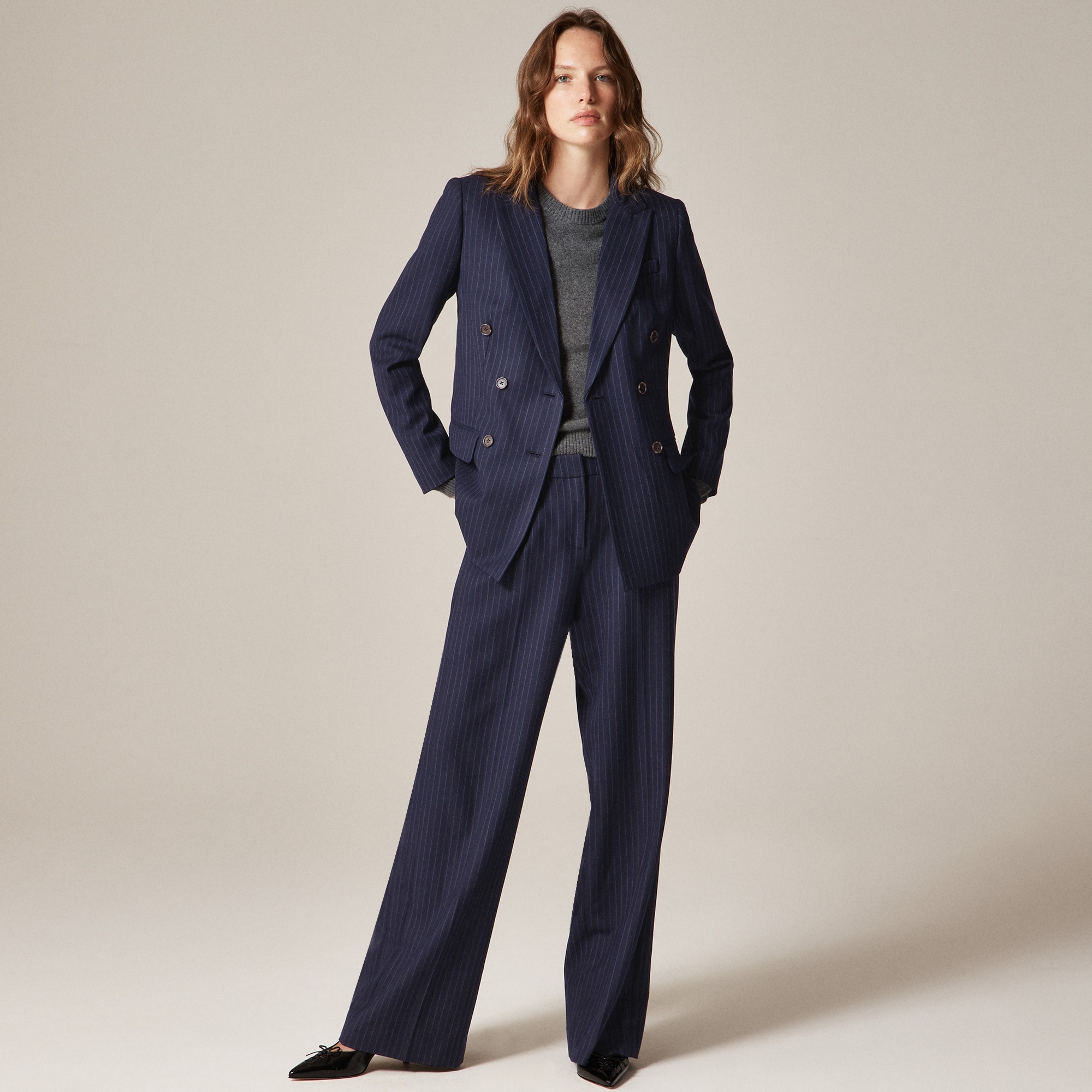 Double-breasted blazer in pinstriped wool blend - image 3