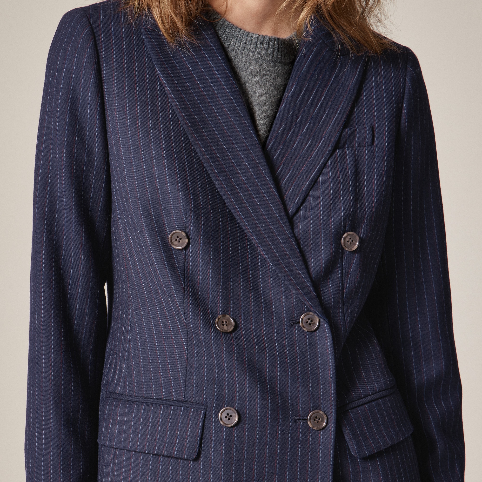 Double-breasted blazer in pinstriped wool blend - image 4