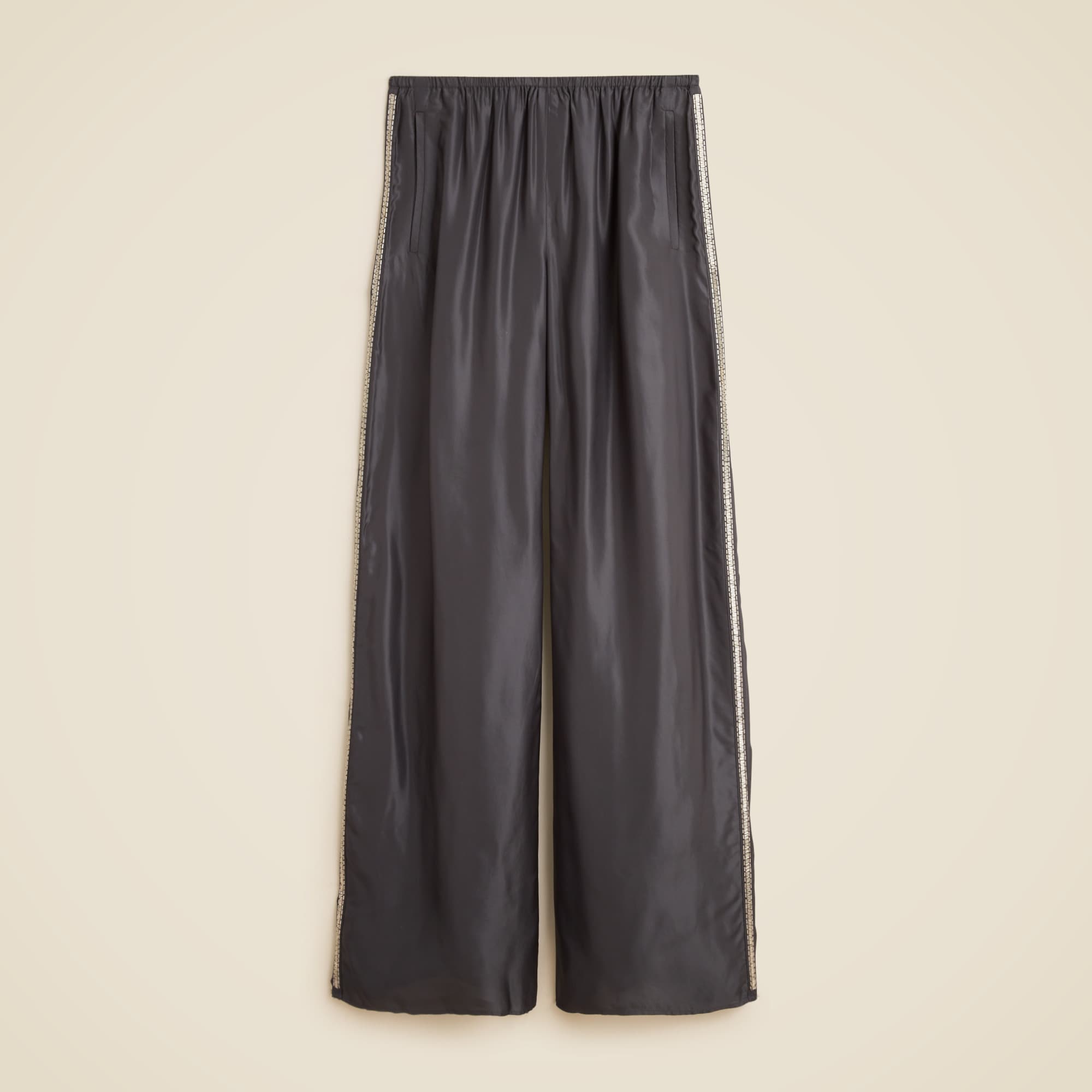 Cosmo pant in viscose twill with embellished side stripe
