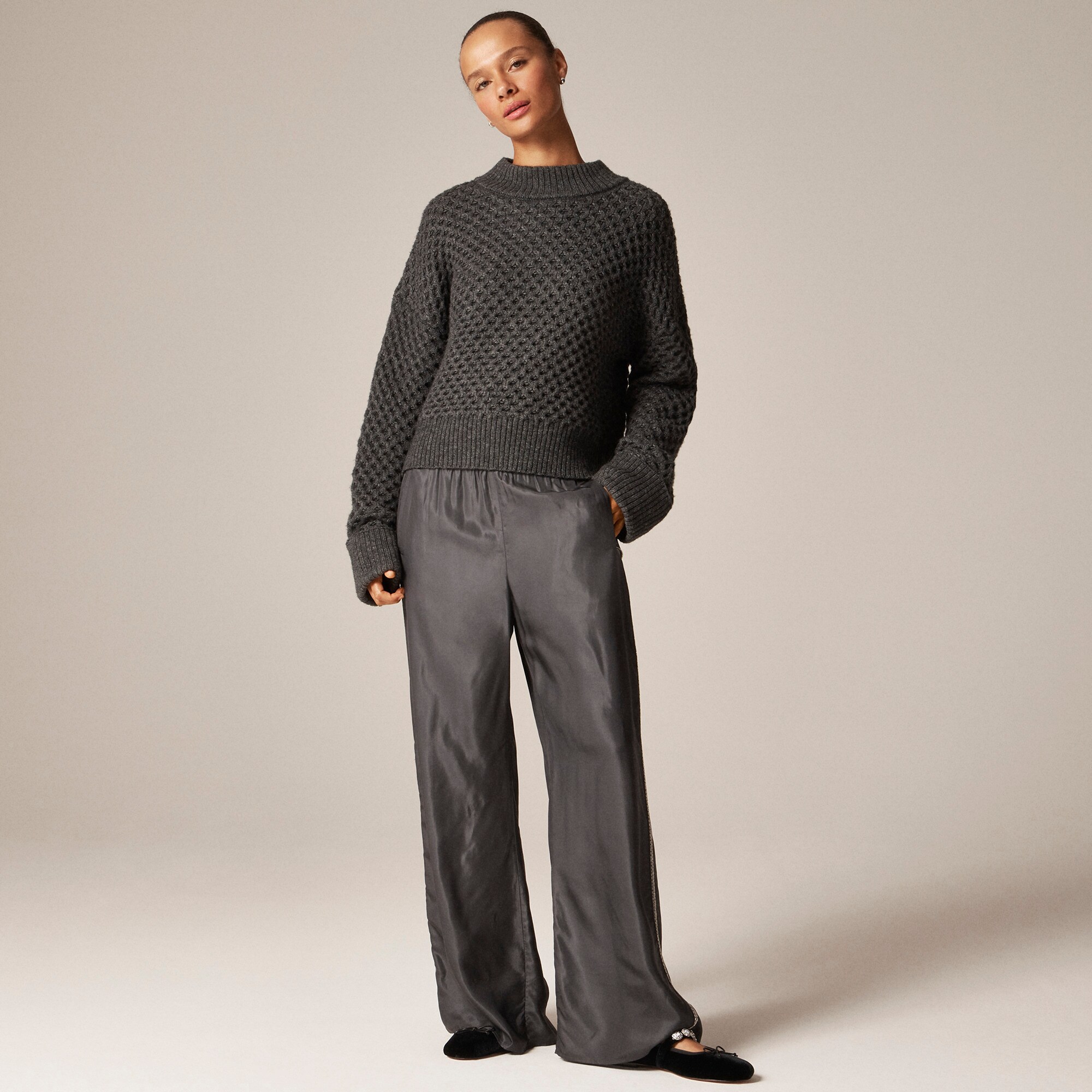 Cosmo pant in viscose twill with embellished side stripe