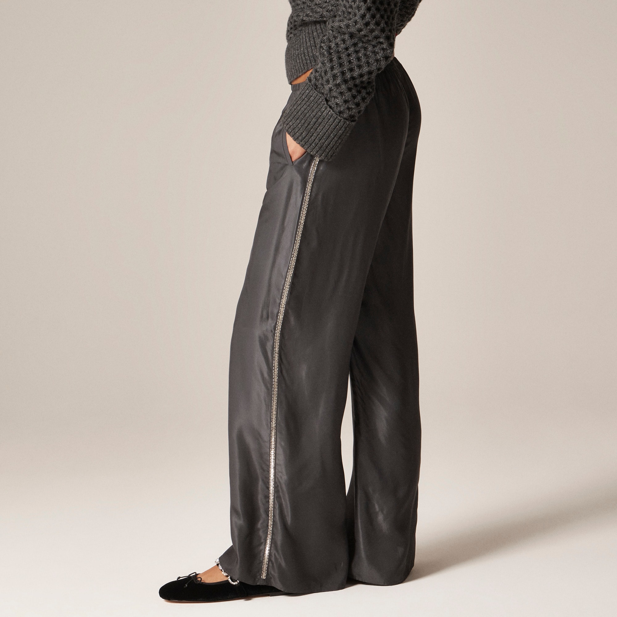 Cosmo Pant In Viscose Twill With Embellished Side Stripe For Women