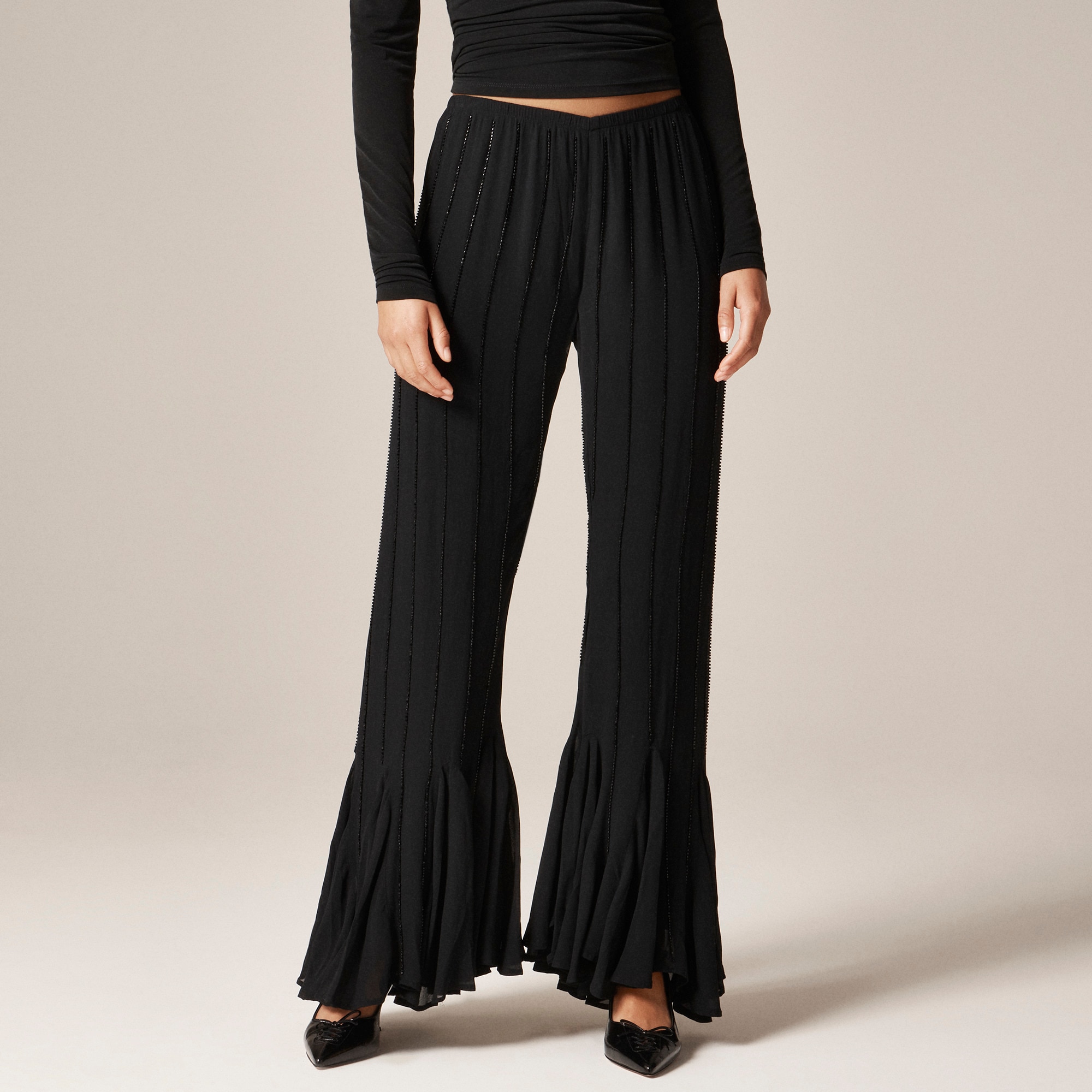 Collection beaded Cosmo pant with flounce hem