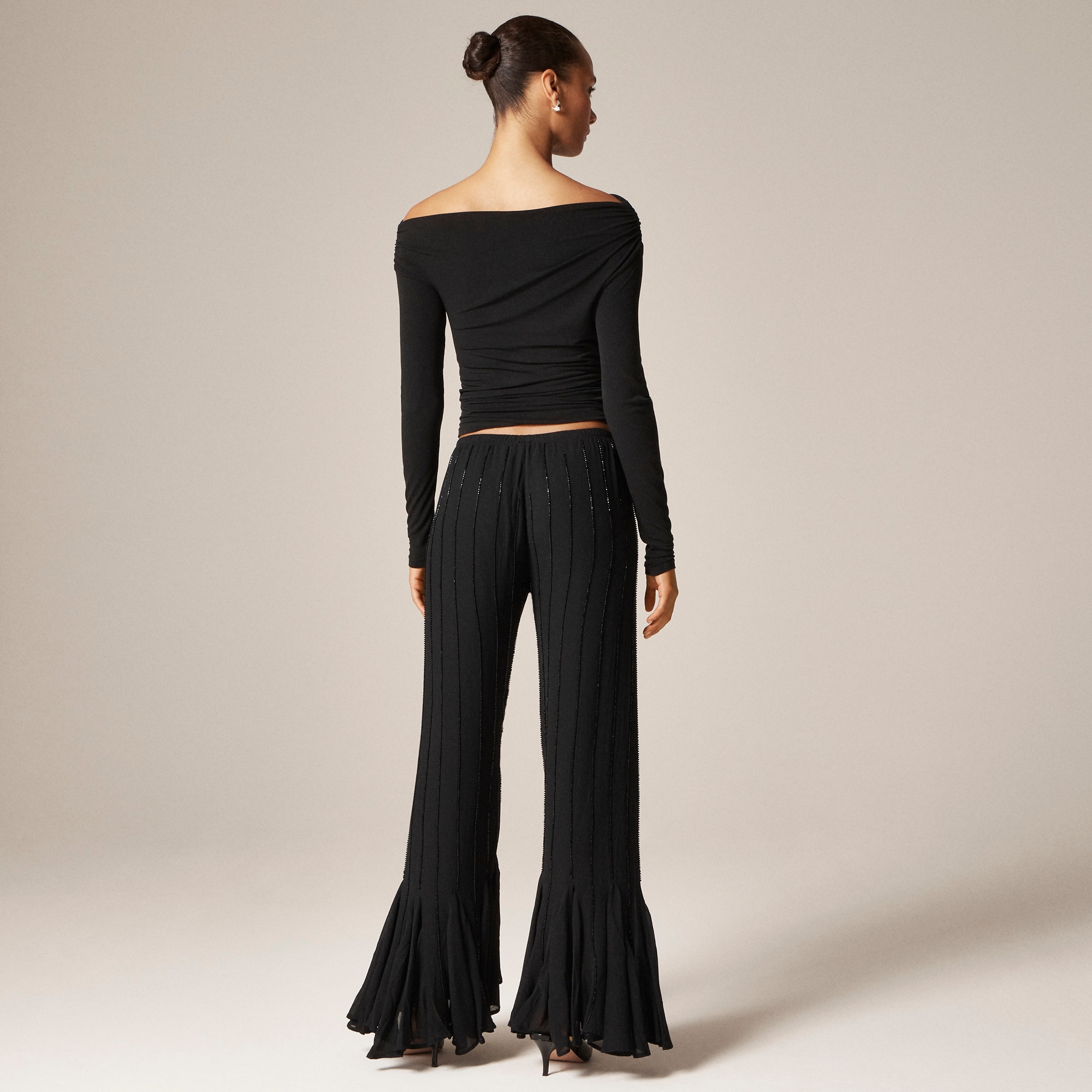 Collection beaded Cosmo pant with flounce hem
