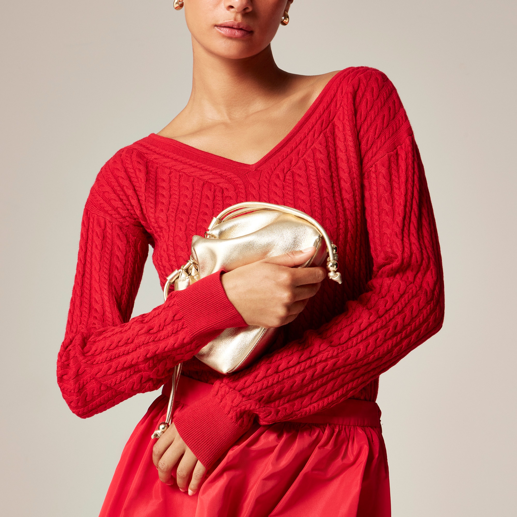 womens Drawstring pouch bag in metallic leather