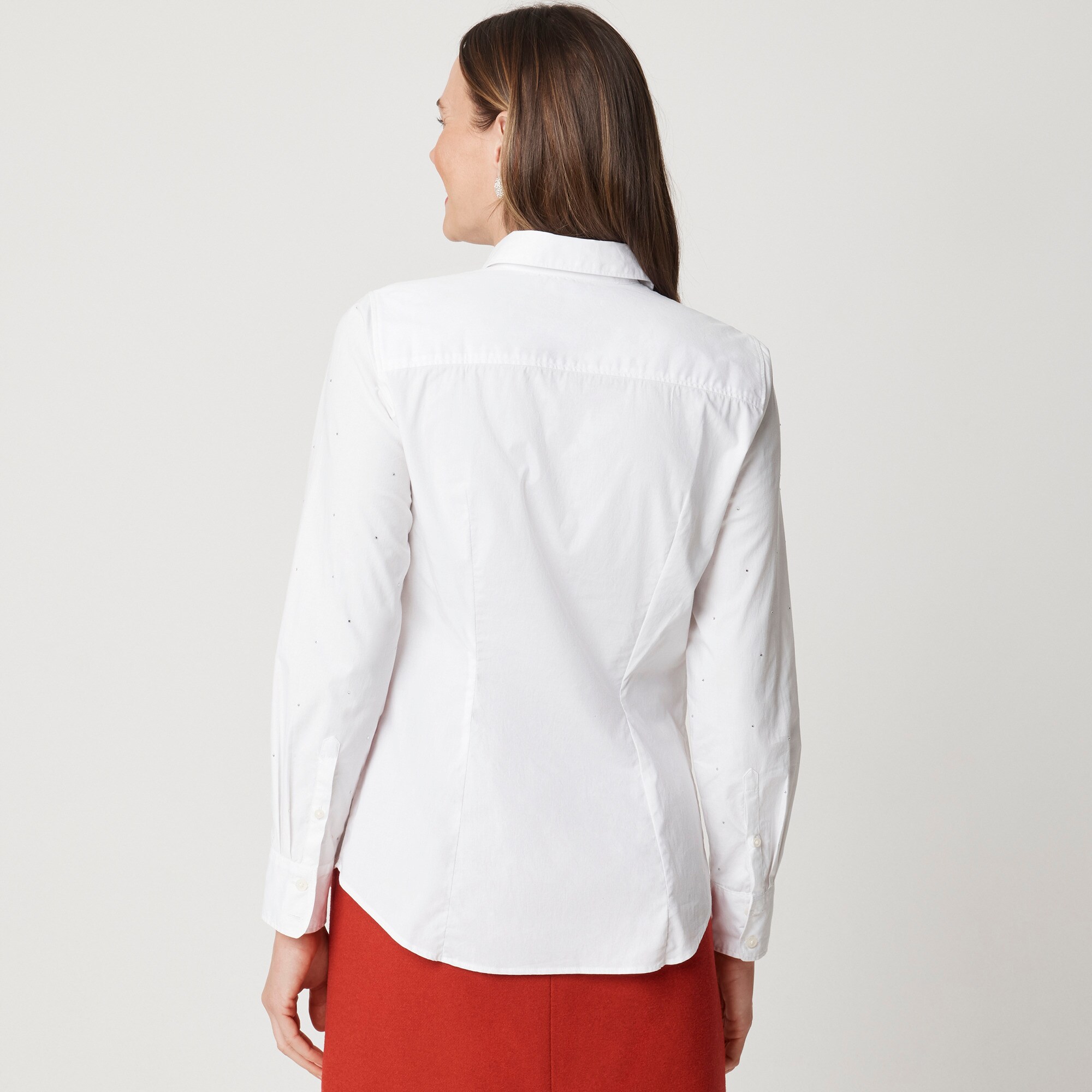 Petite jewel-embellished button-up shirt