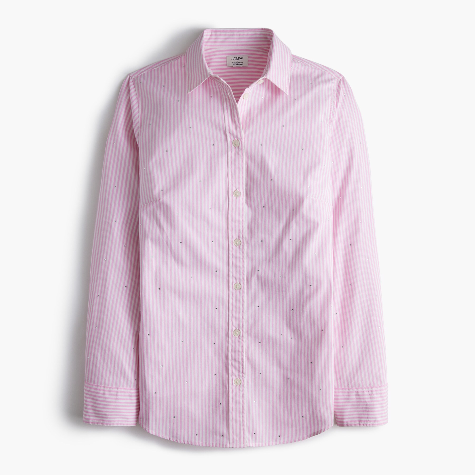 Striped jewel-embellished button-up shirt