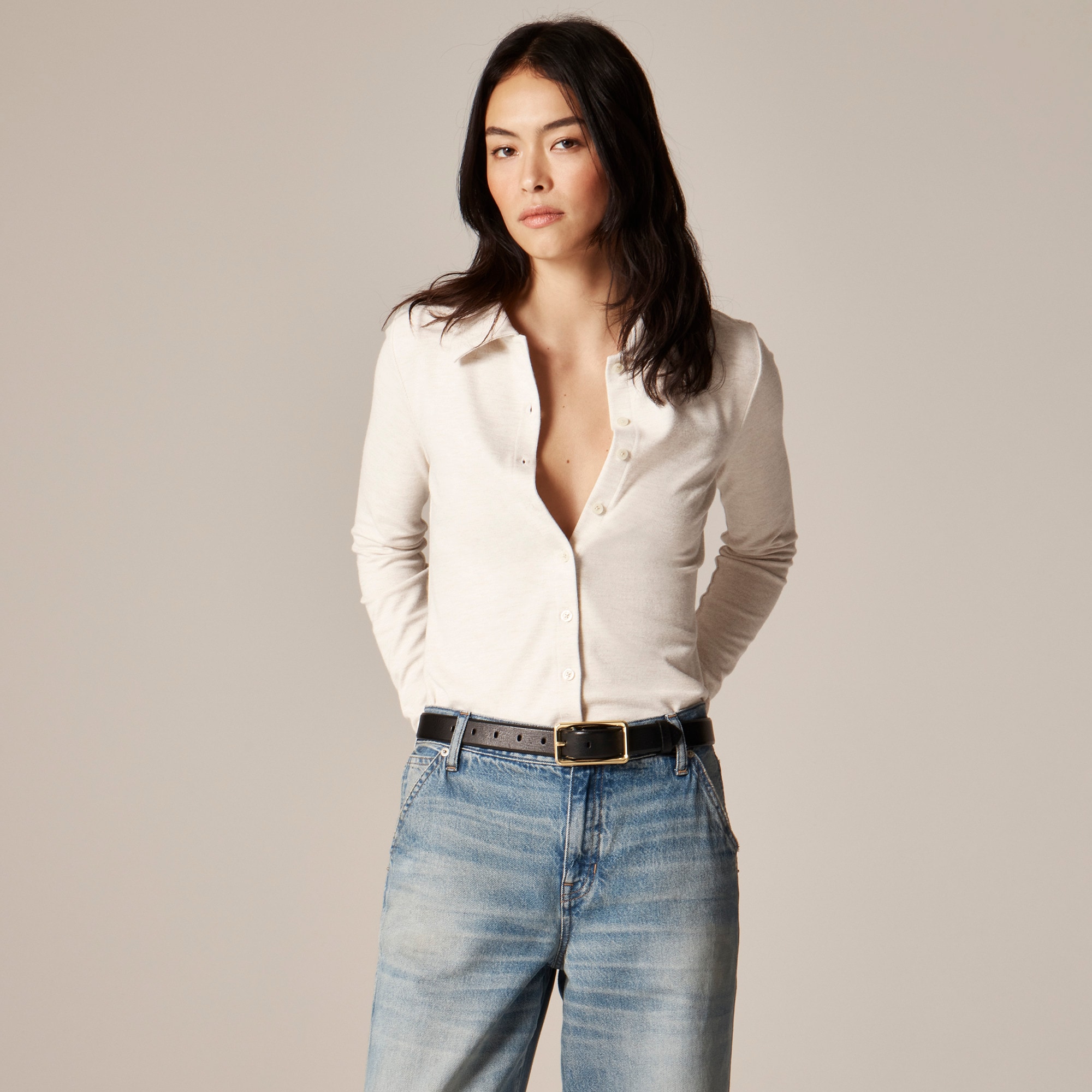 Soft rib cardigan top - image 2