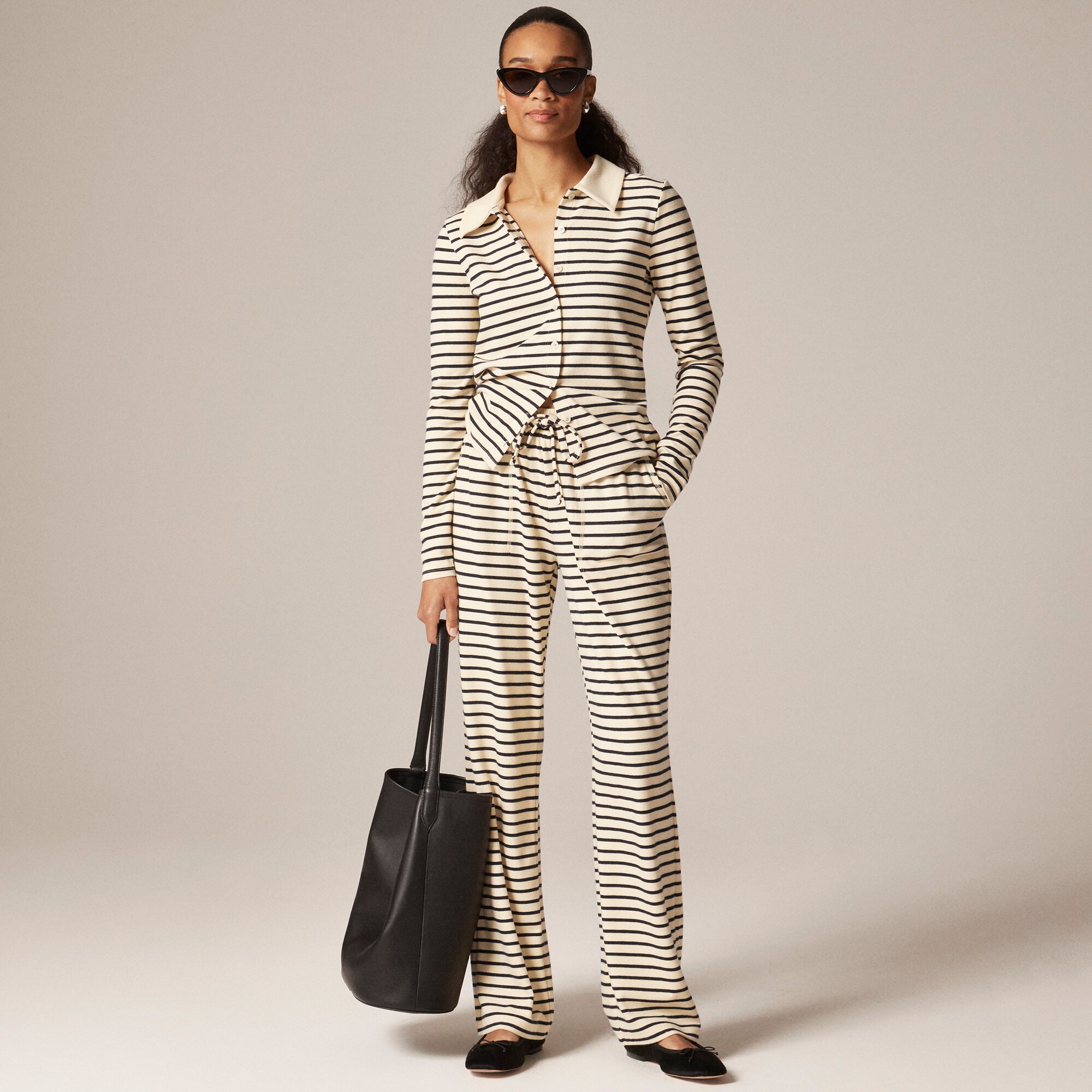 womens Soft rib wide-leg pant in stripe
