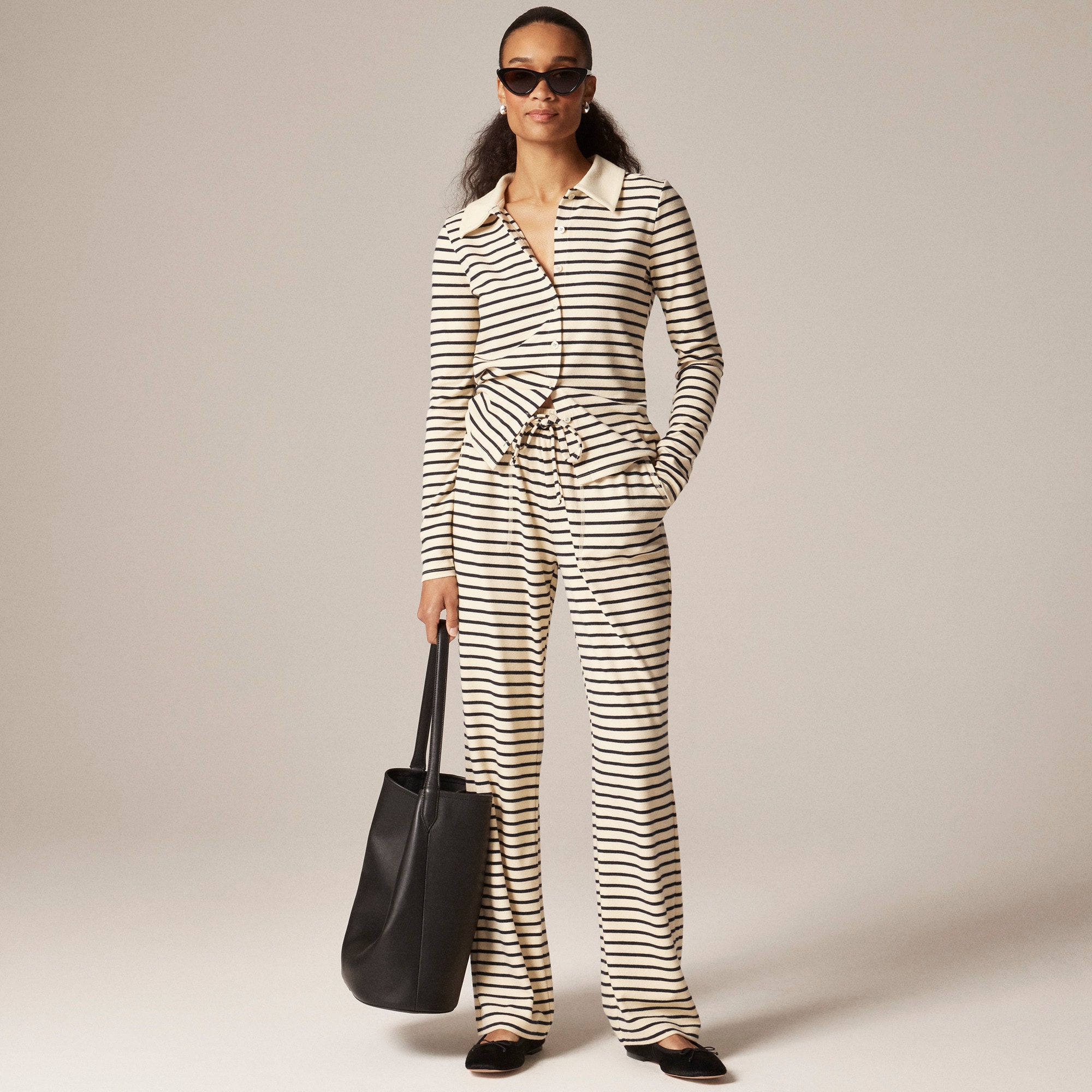 Soft rib wide-leg pant in stripe