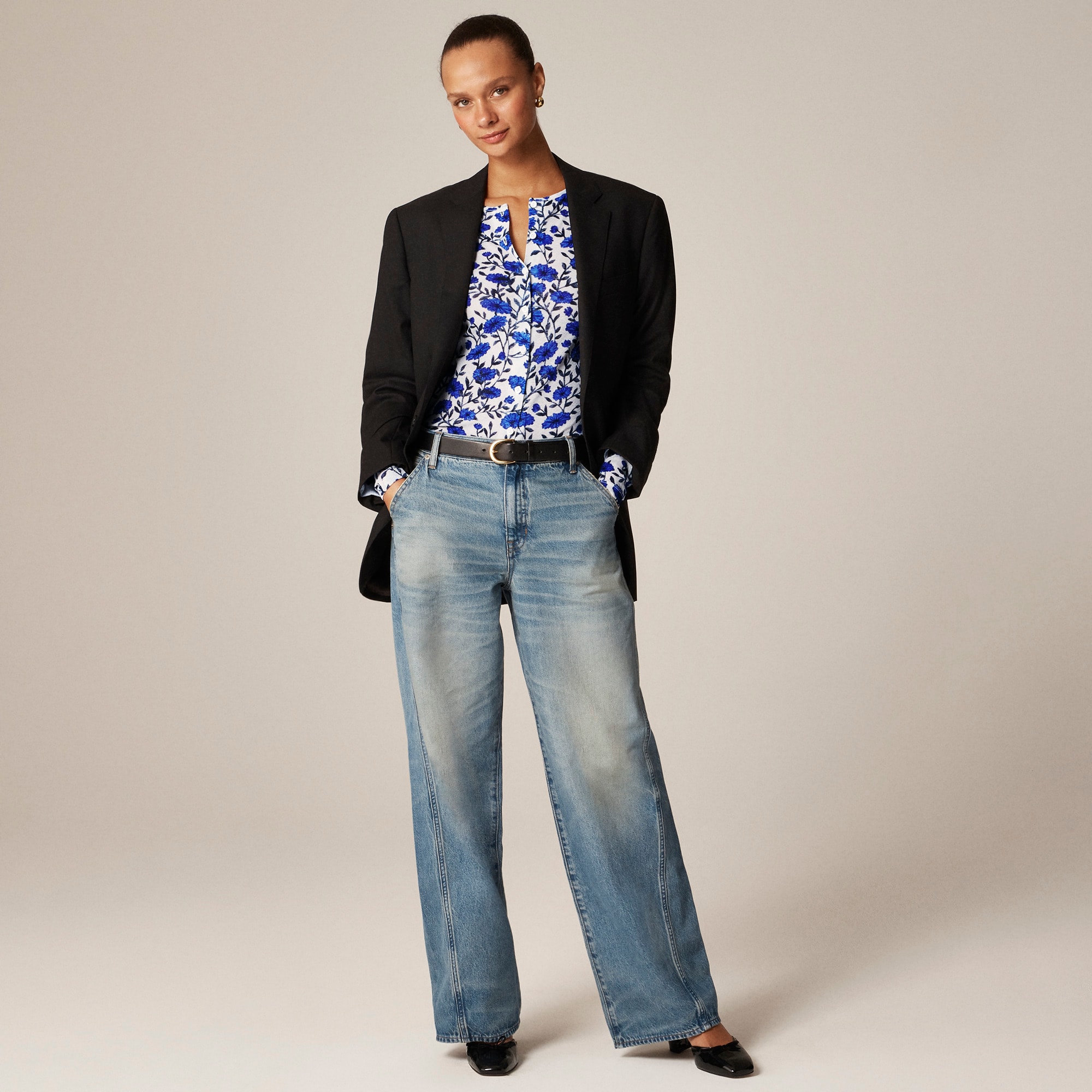 Sheer mesh cardigan top in toile print