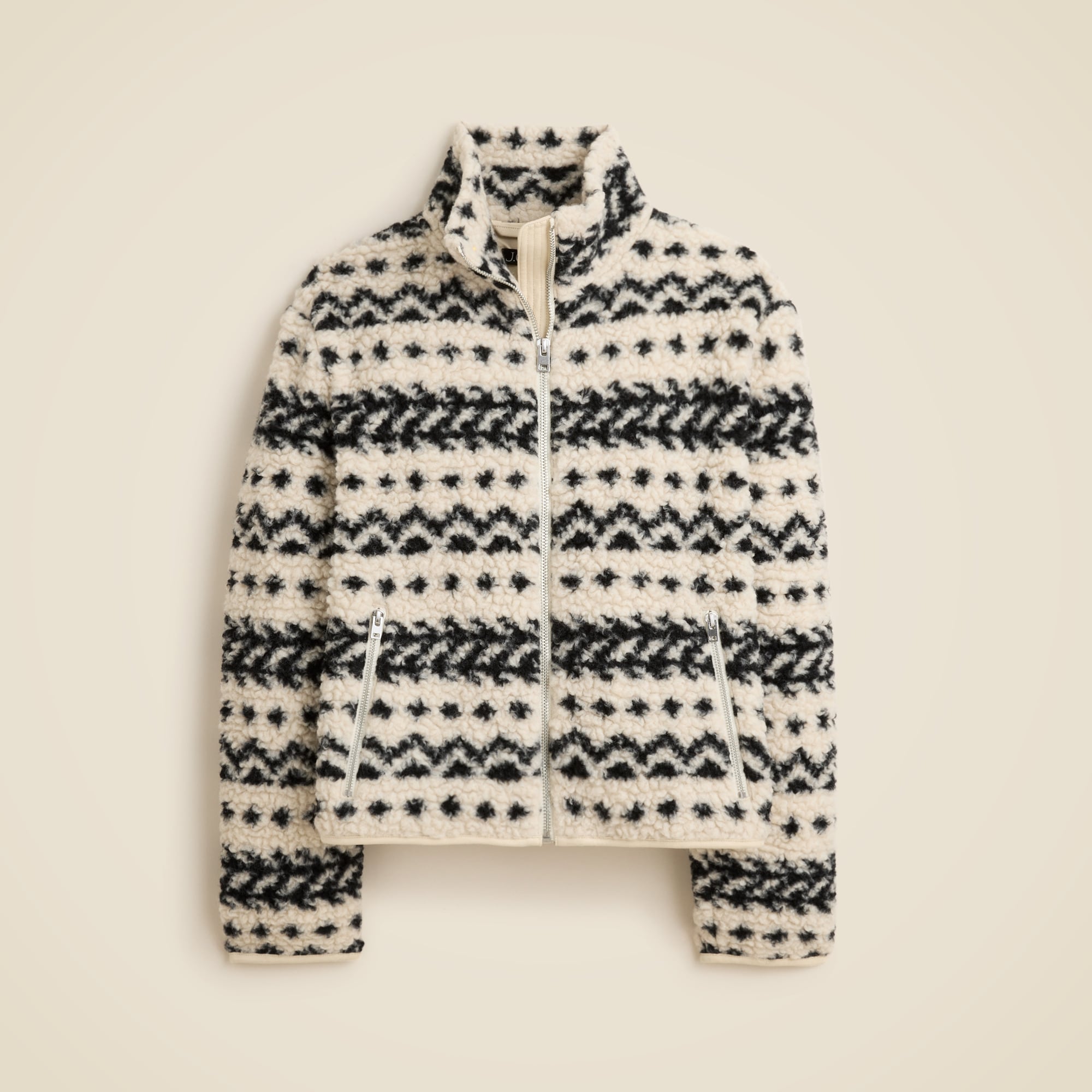 Sherpa fleece zip-up jacket in jacquard