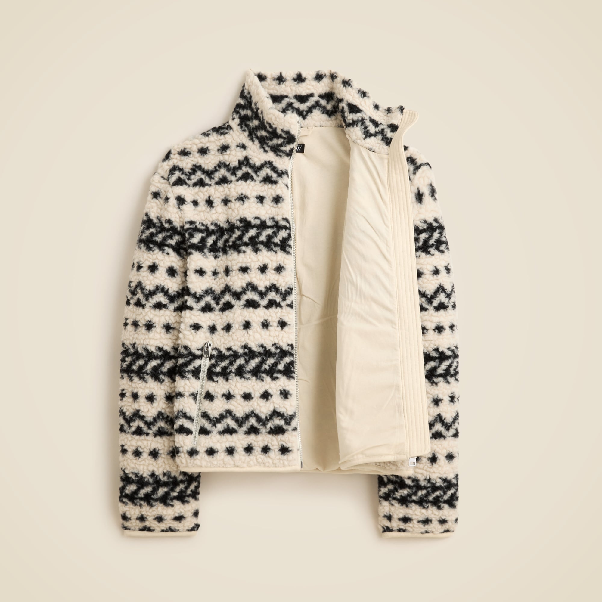 Sherpa fleece zip-up jacket in jacquard