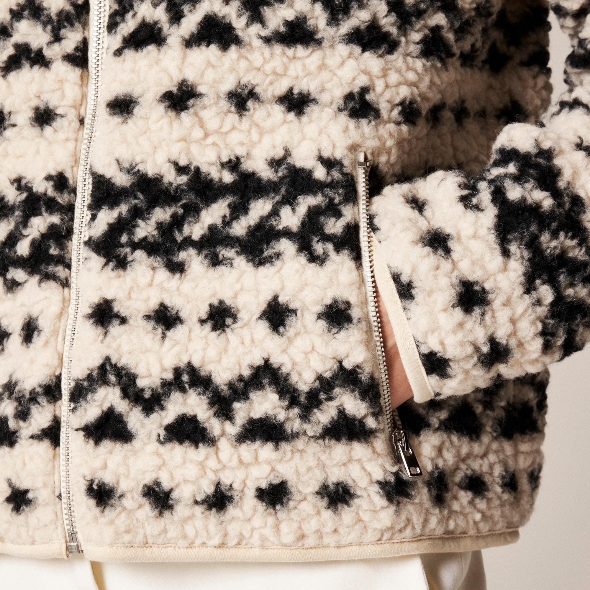 Sherpa fleece zip-up jacket in jacquard