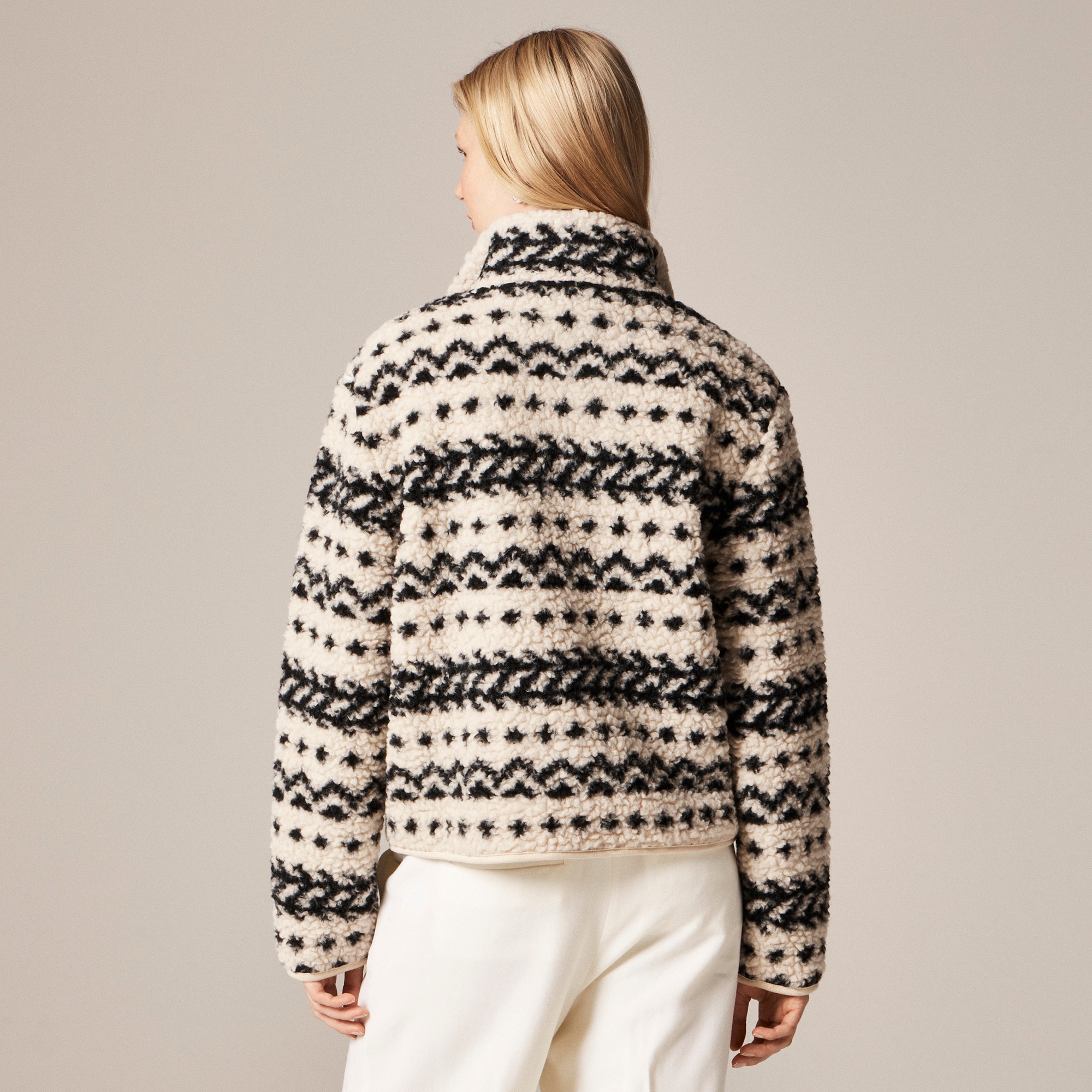 Sherpa fleece zip-up jacket in jacquard - image 5