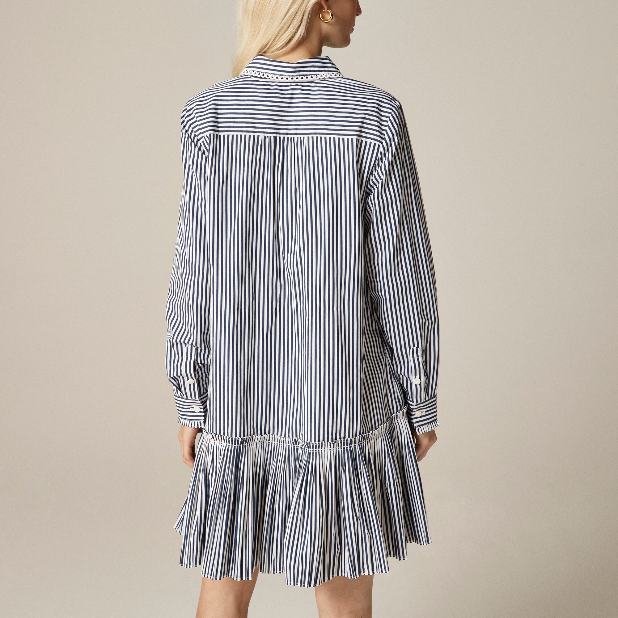 Amelia Long-sleeve Shirt-dress In Striped Cotton Poplin For Women | J.Crew