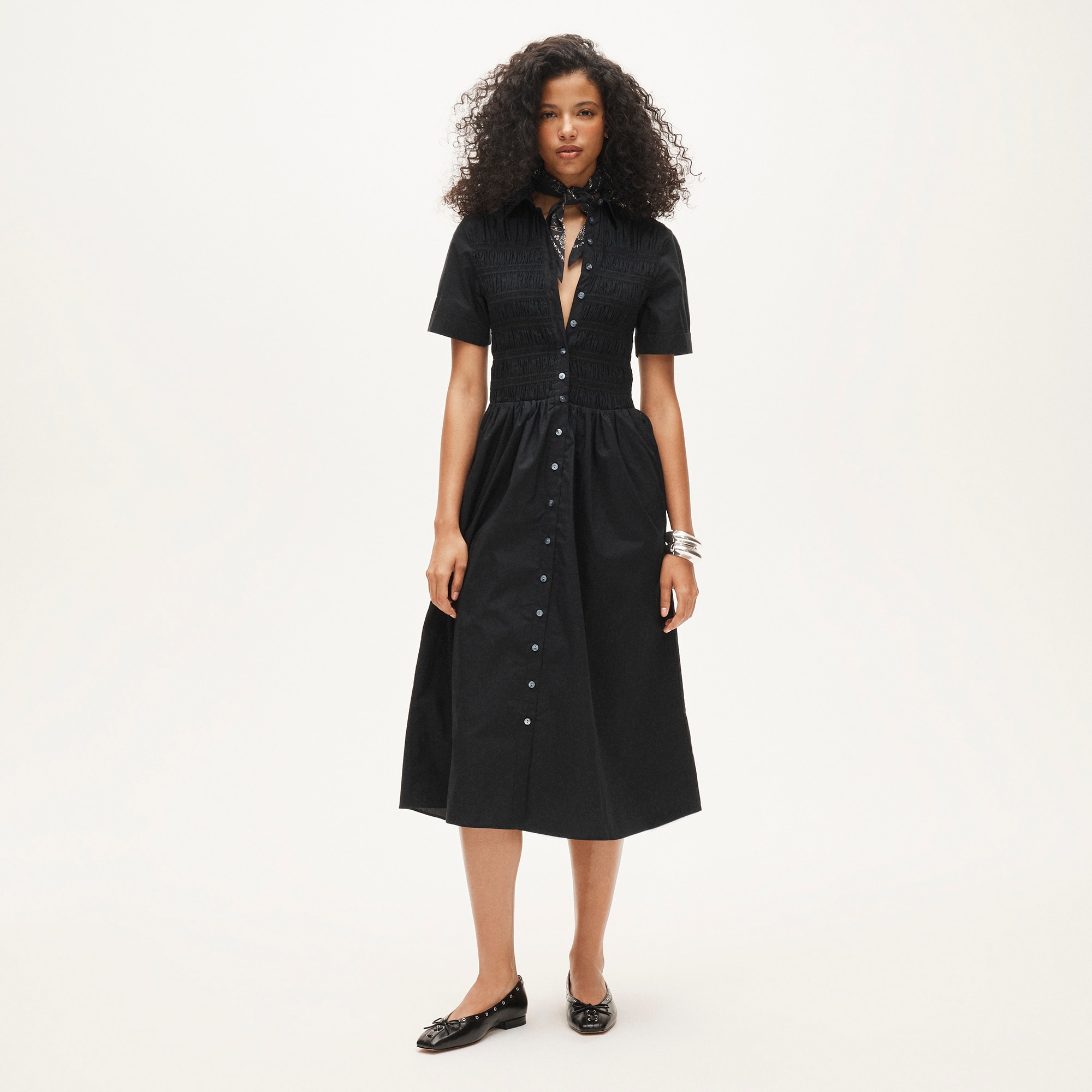 Petite Elsie shirt-dress in cotton poplin - Black