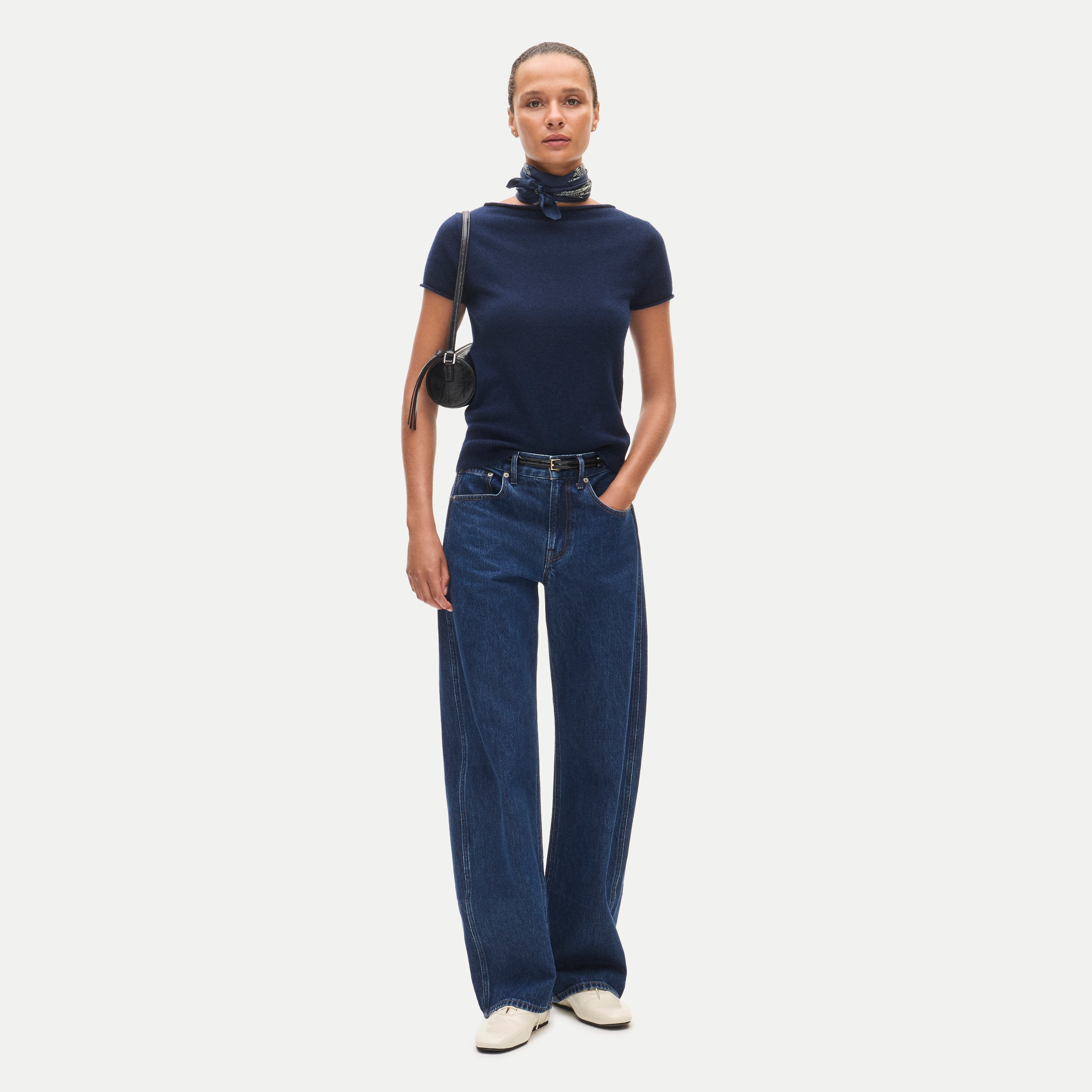 Rolled cashmere boatneck sweater-tee - thumbnail 4