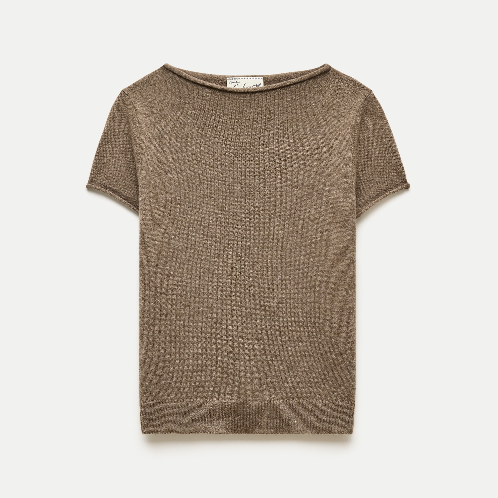 Rolled cashmere boatneck sweater-tee