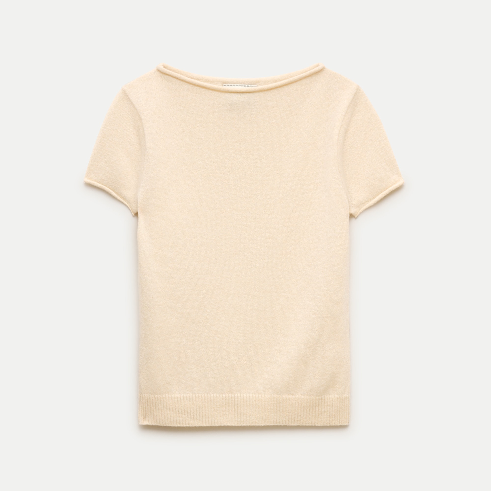 Rolled cashmere boatneck sweater-tee