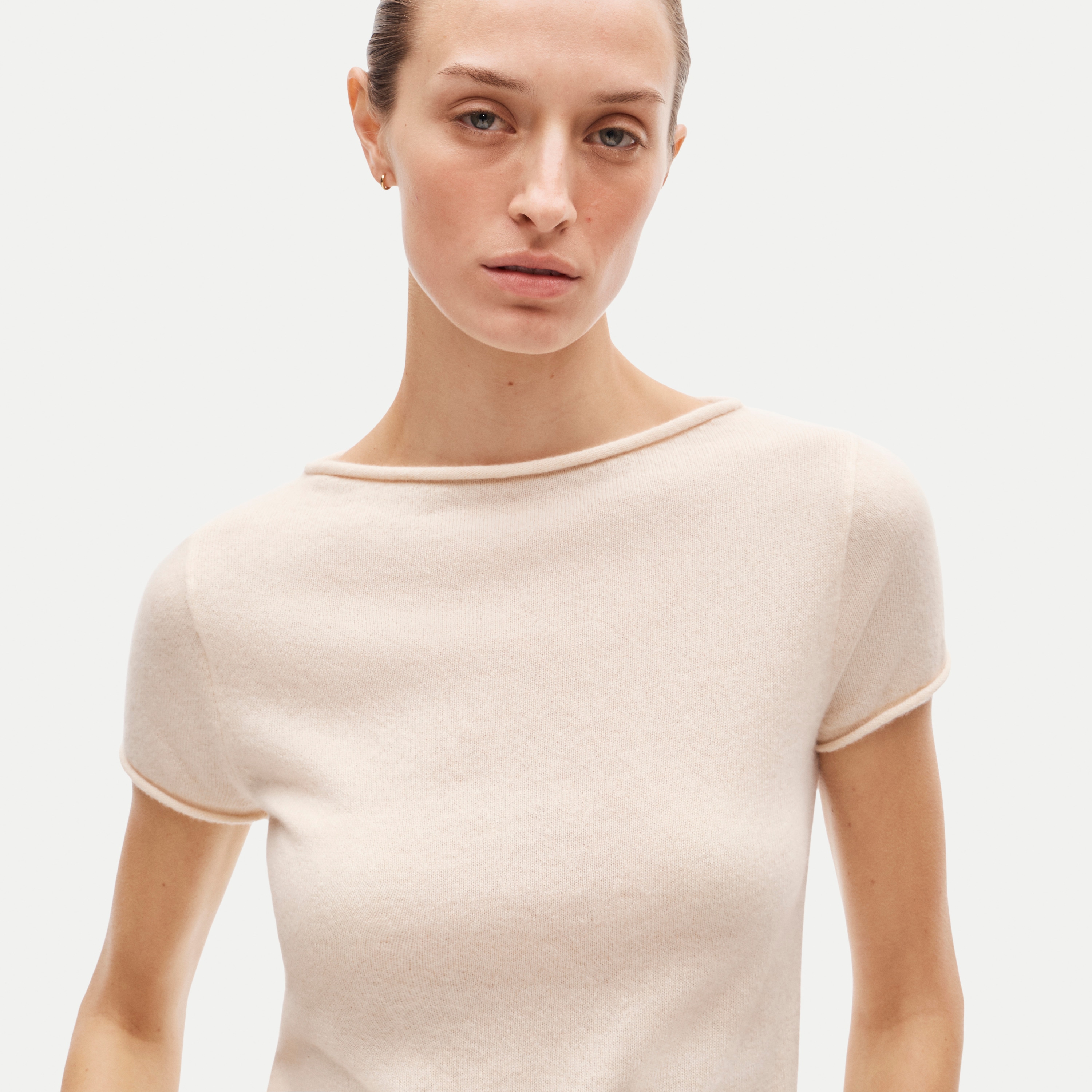 Rolled cashmere boatneck sweater-tee - thumbnail 8