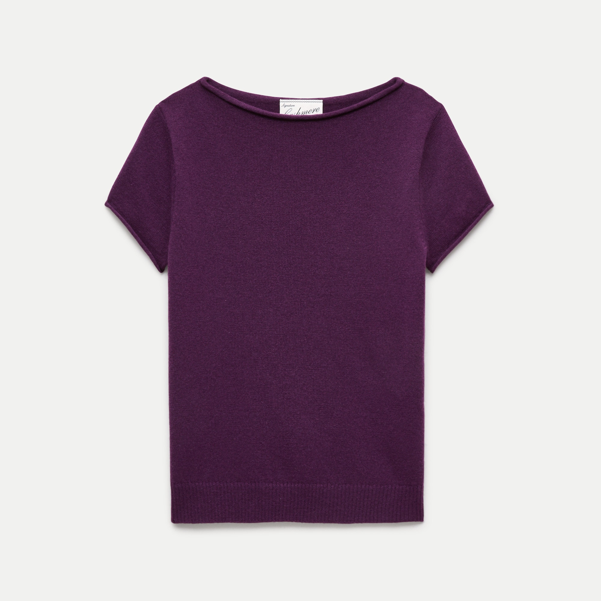 Rolled cashmere boatneck sweater-tee