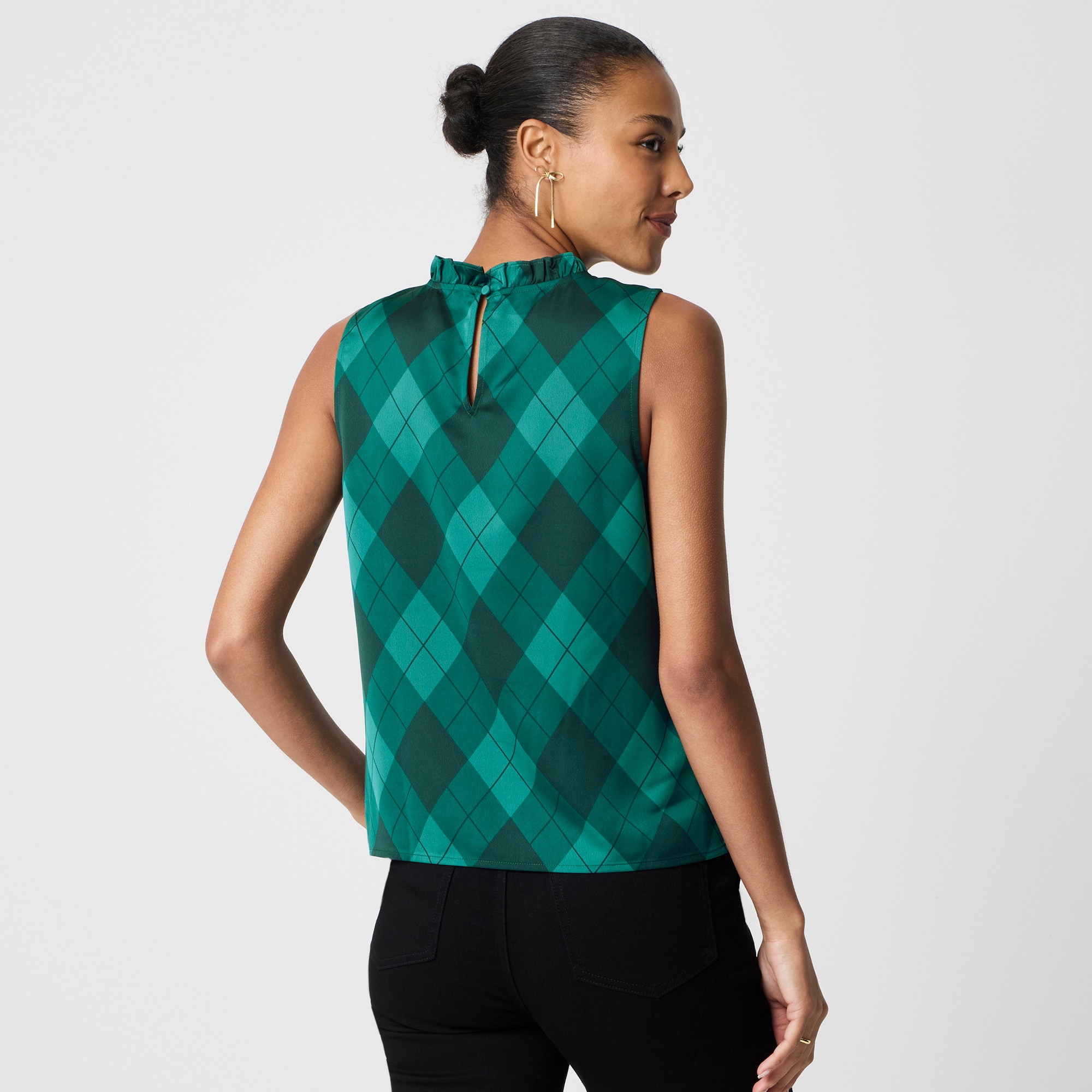 Sleeveless ruffleneck top