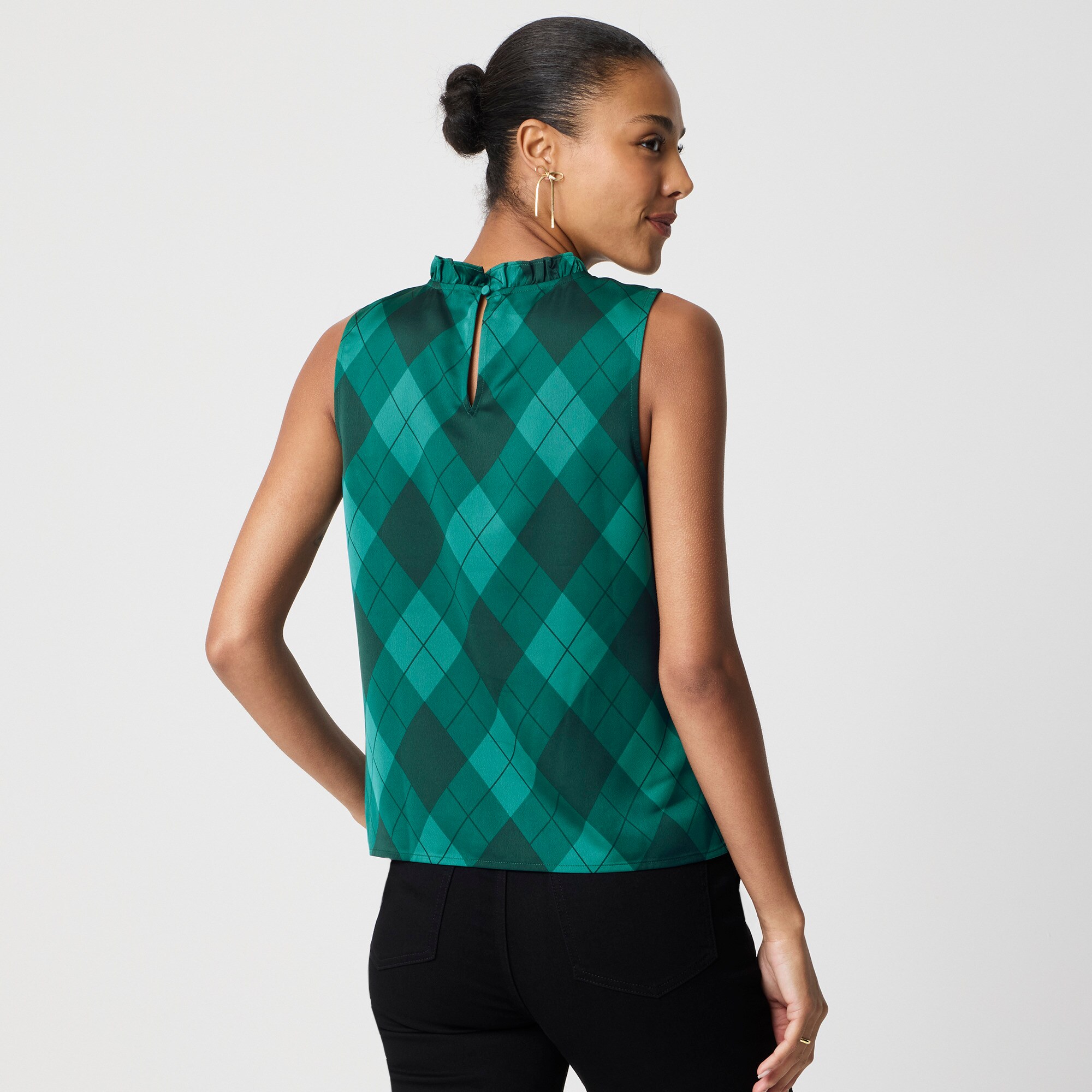 Sleeveless ruffleneck top