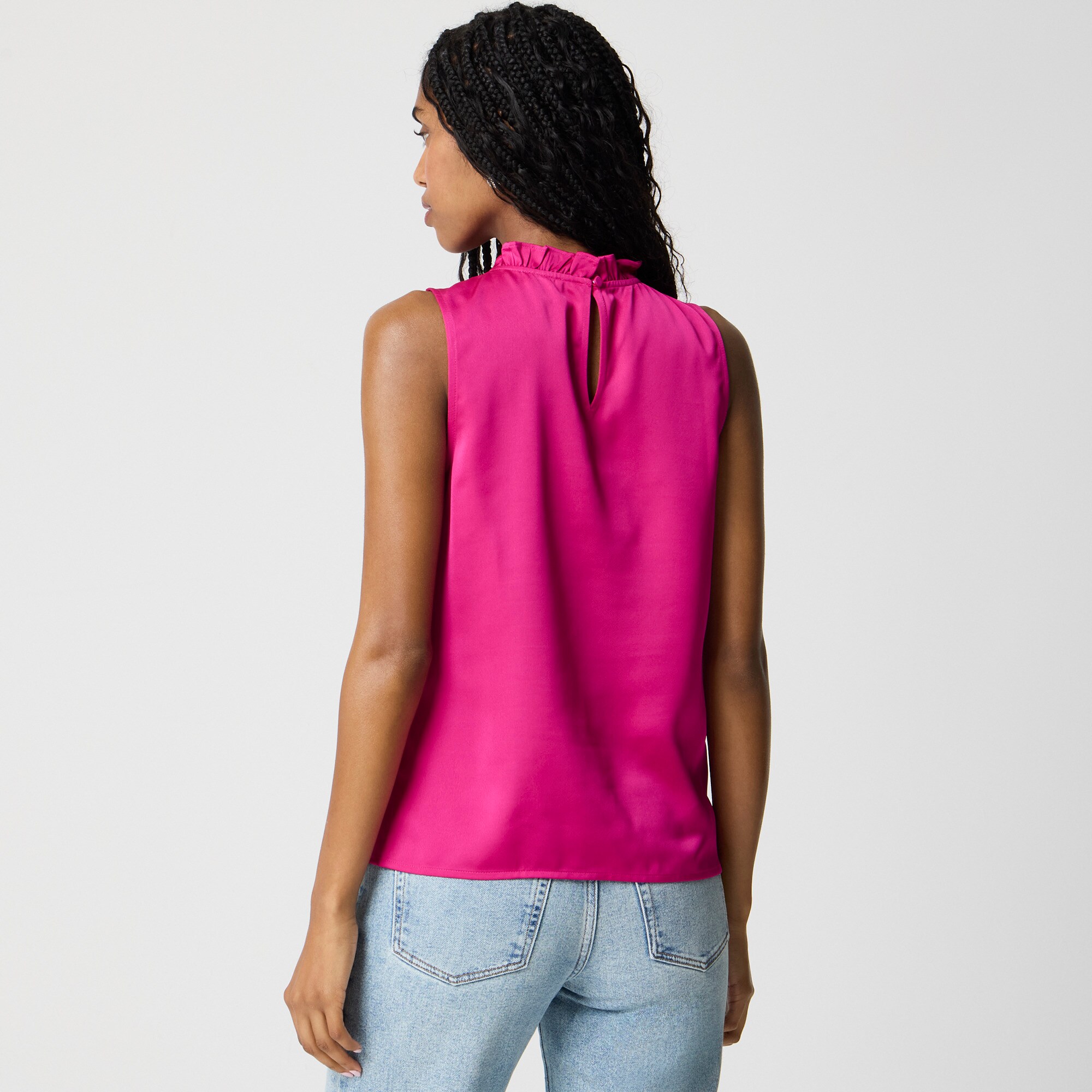 Sleeveless ruffleneck top