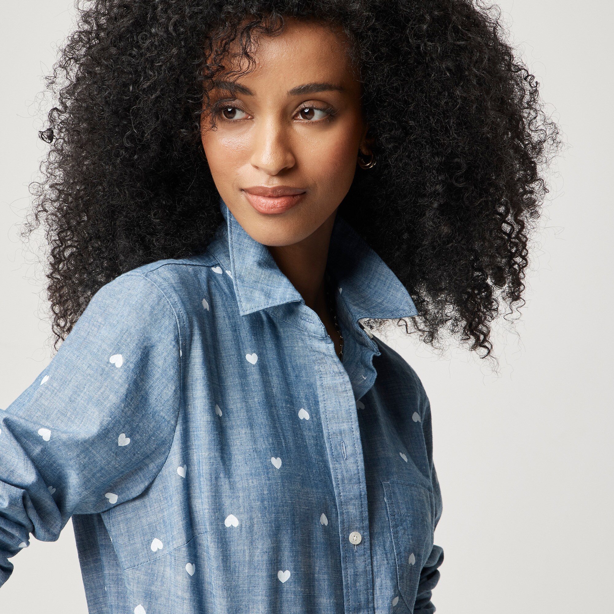 Chambray hearts button-up shirt in signature fit