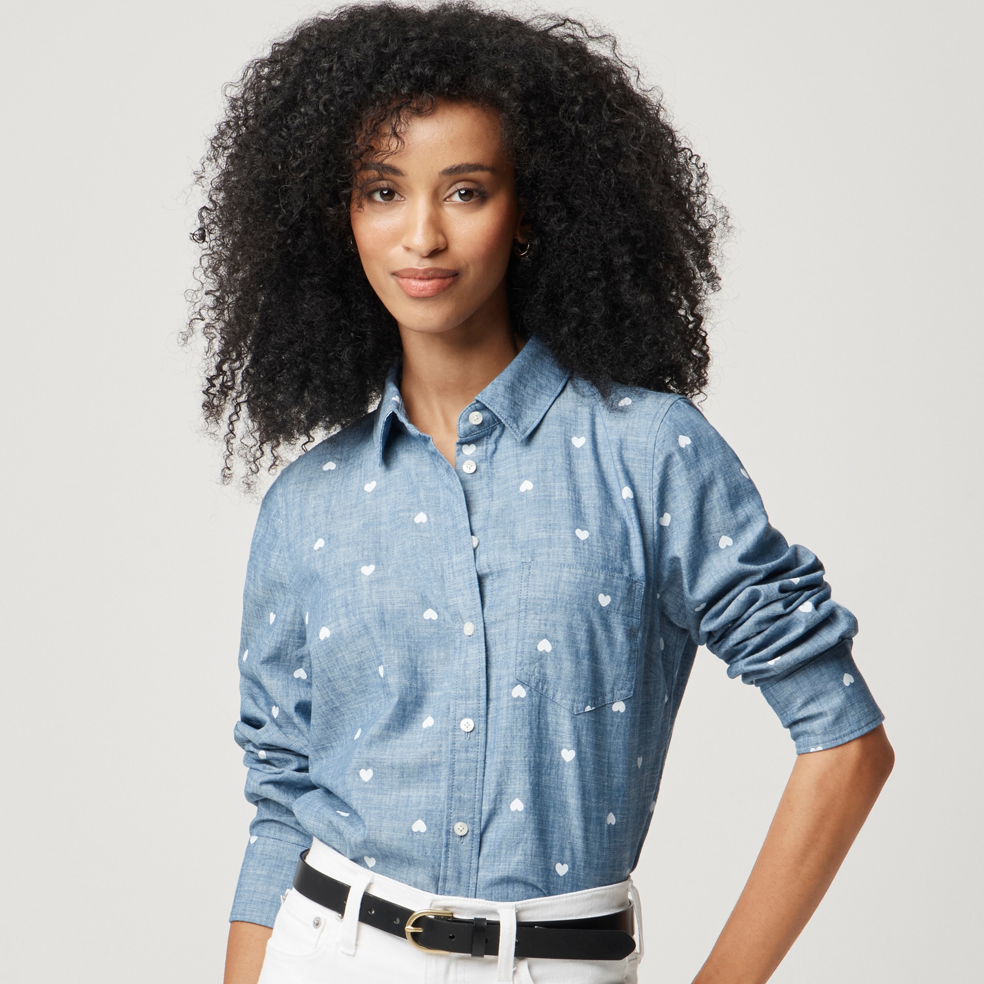 Chambray hearts button-up shirt signature fit