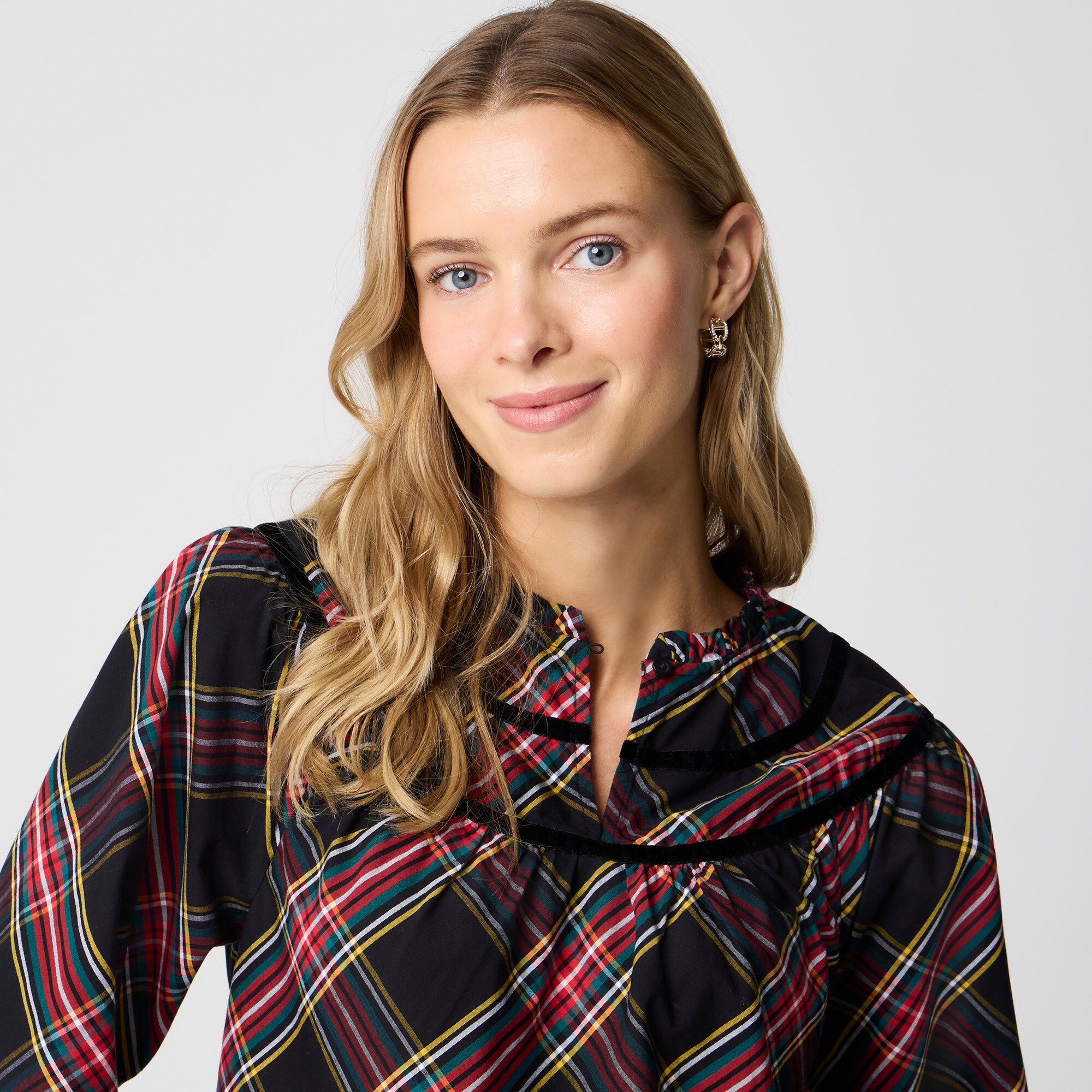 Tartan poplin top