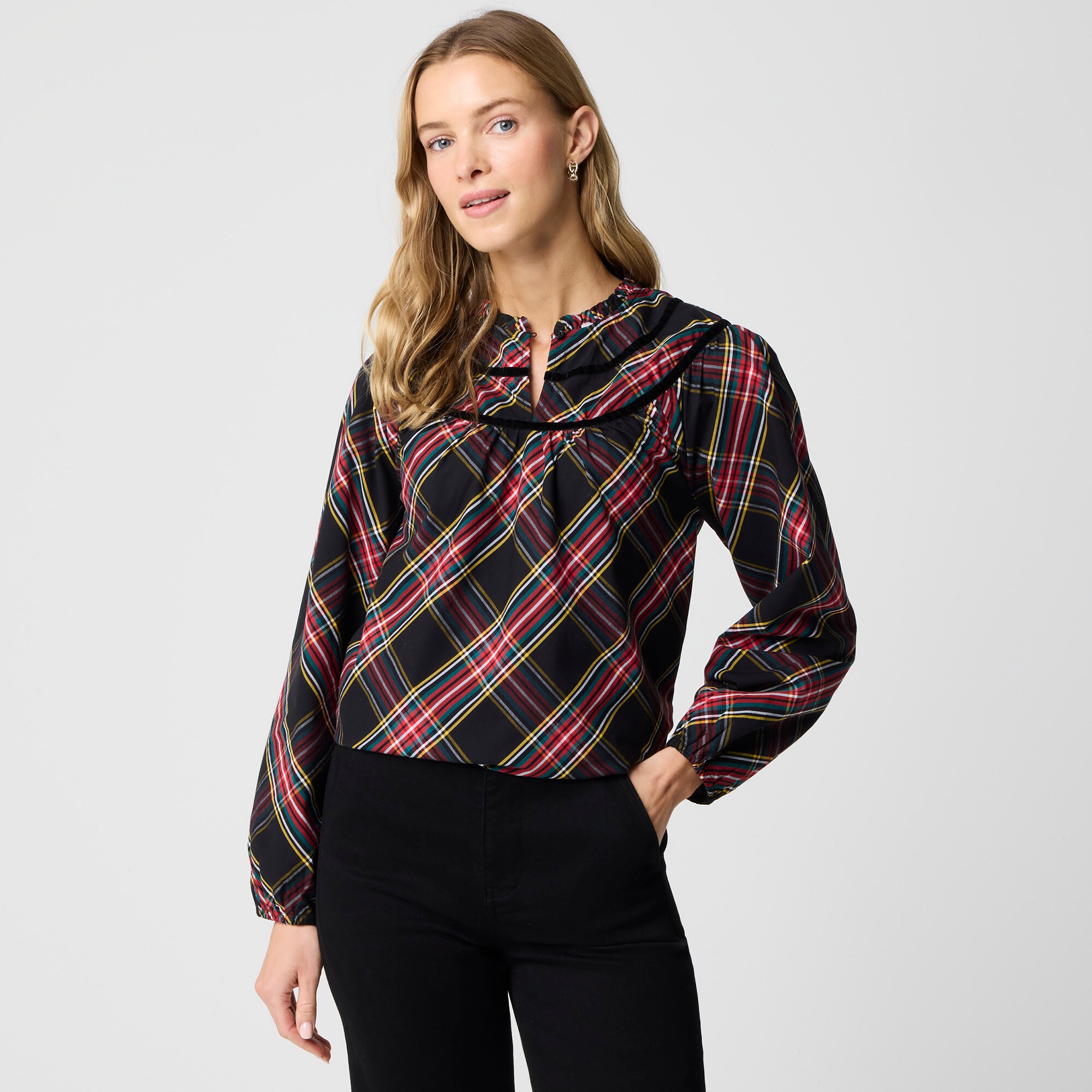 Tartan poplin top