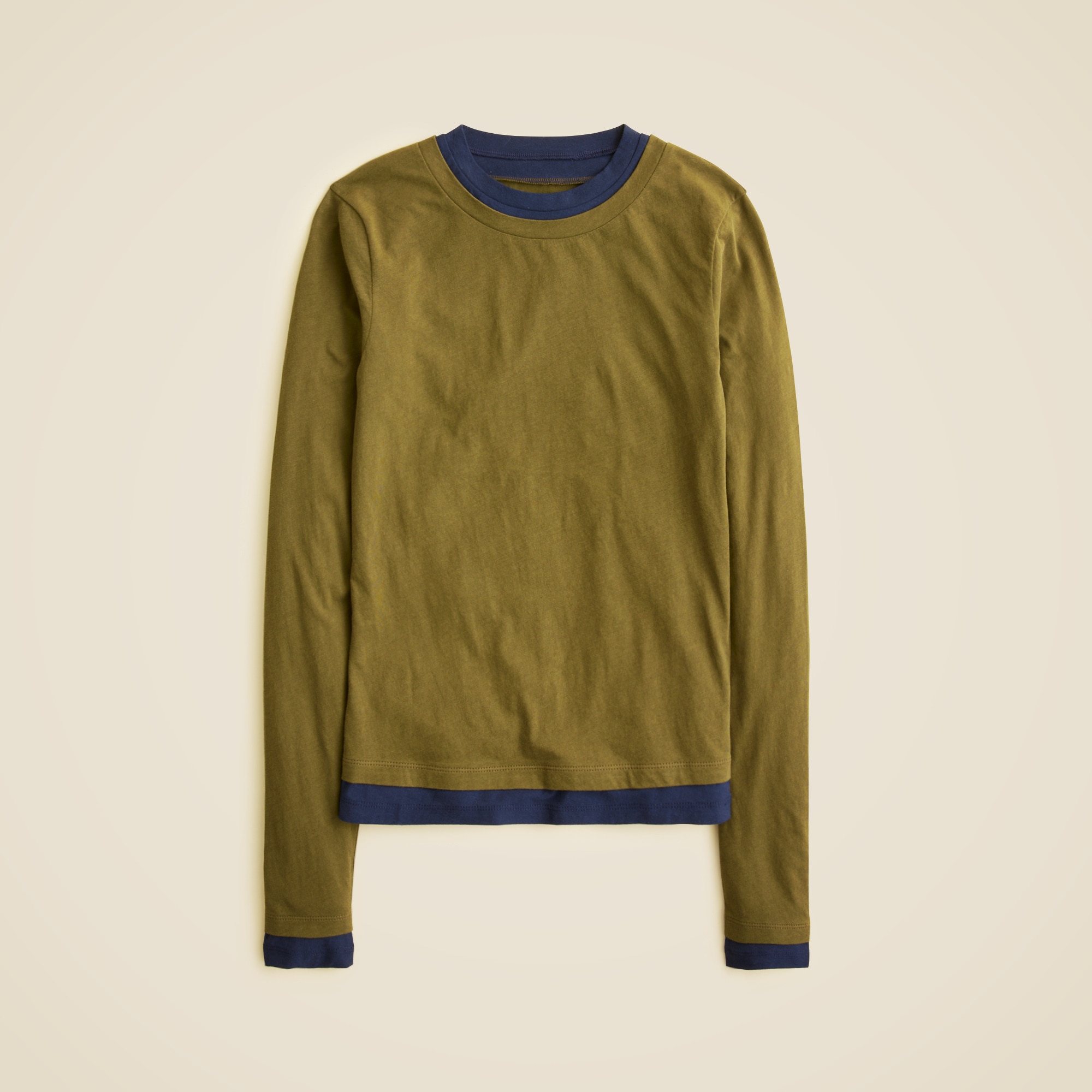  Feather jersey layered long-sleeve T-shirt