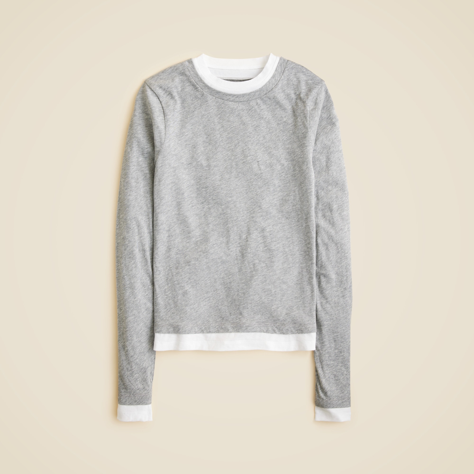 Feather jersey layered long-sleeve T-shirt