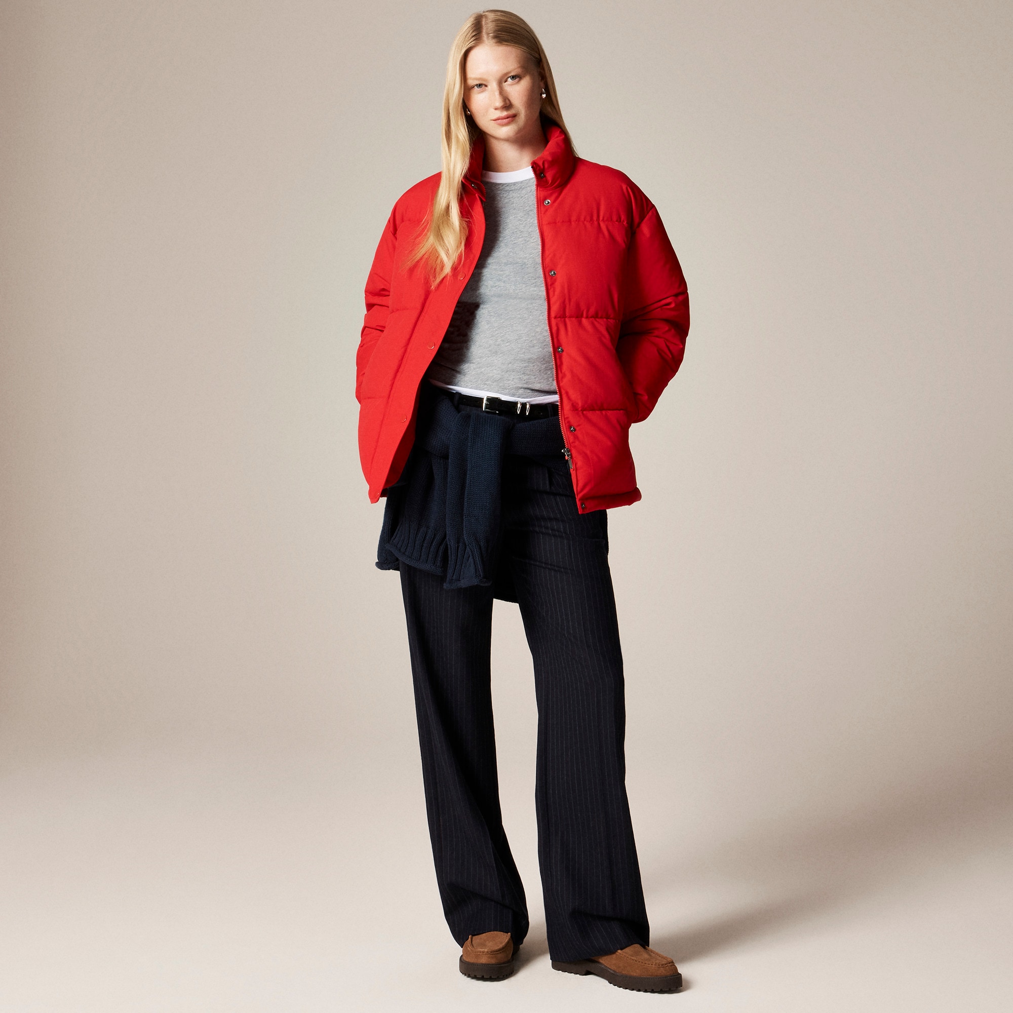 Feather jersey layered long-sleeve T-shirt