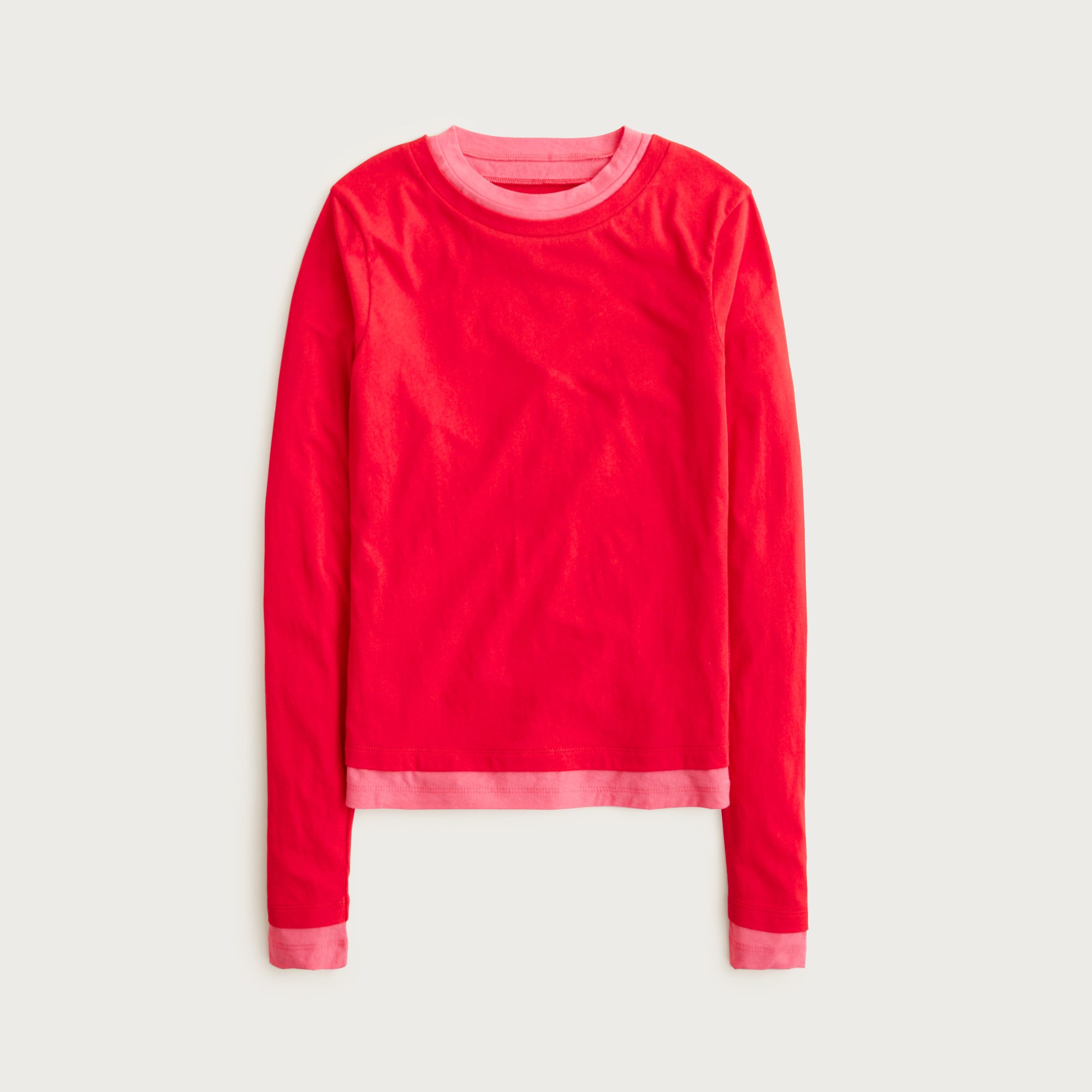 トップス ESLOW SHEERED JERSEY LAYERED LONG sleeve Feather Jersey Layered Long-sleeve T-shirt For Women | J.Crew