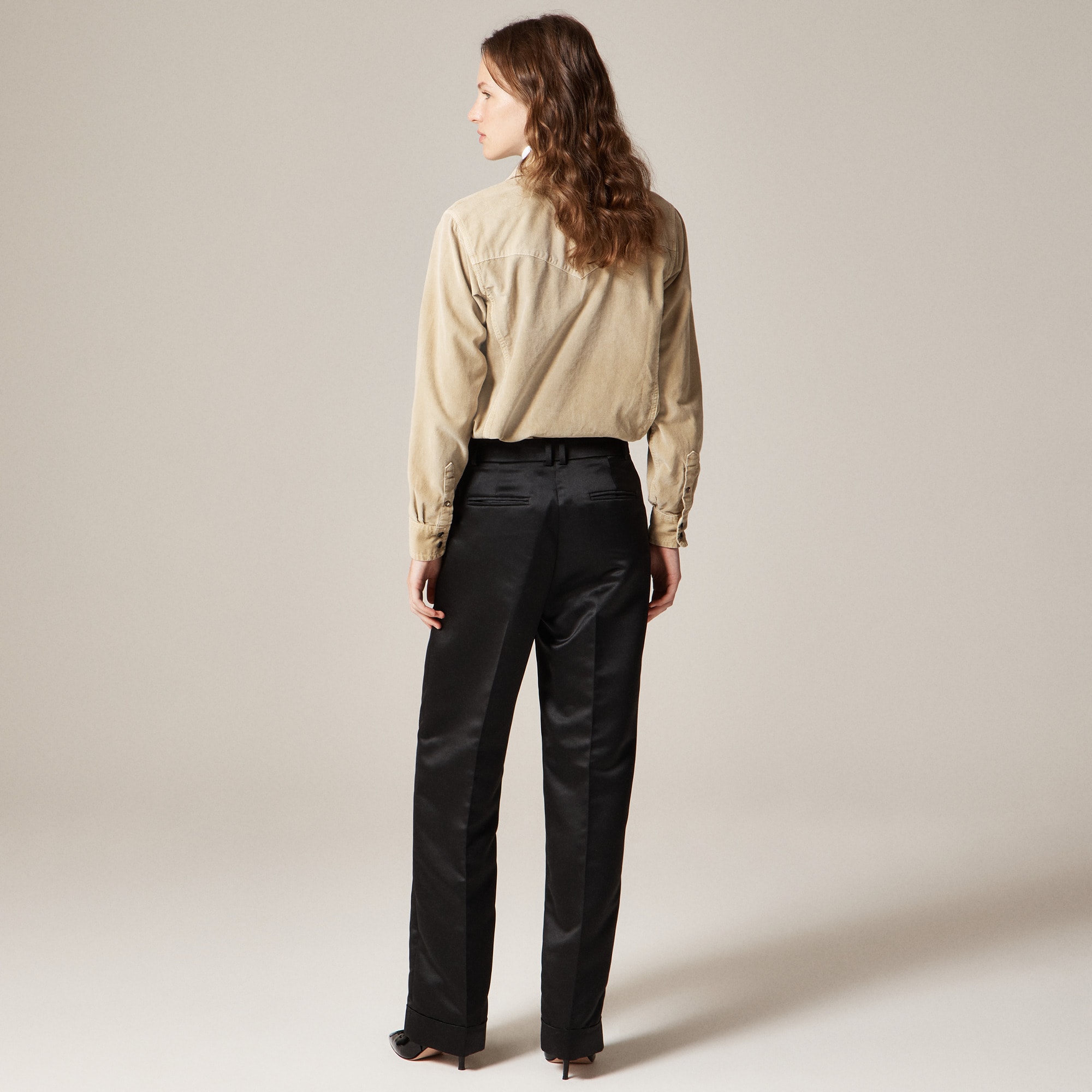 Wide-leg pleated pant in duchesse satin - image 5