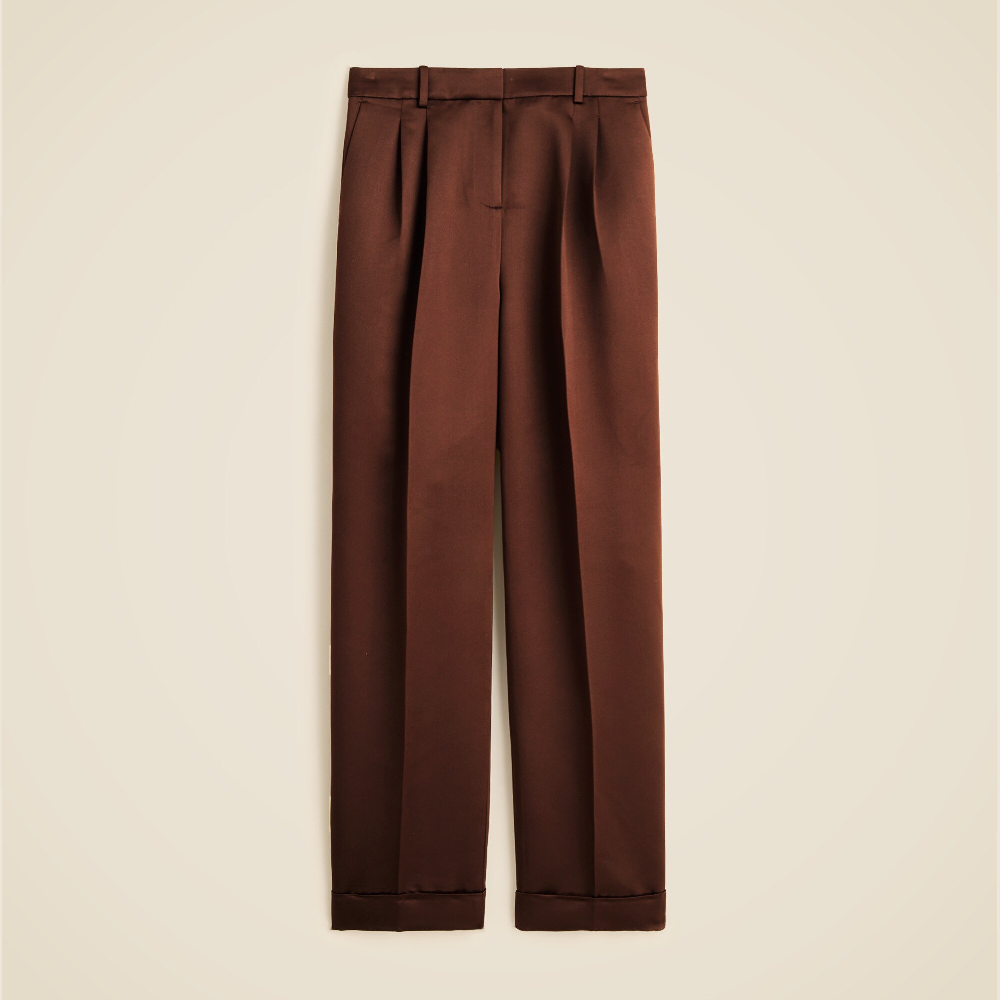 Wide-leg pleated pant in duchesse satin