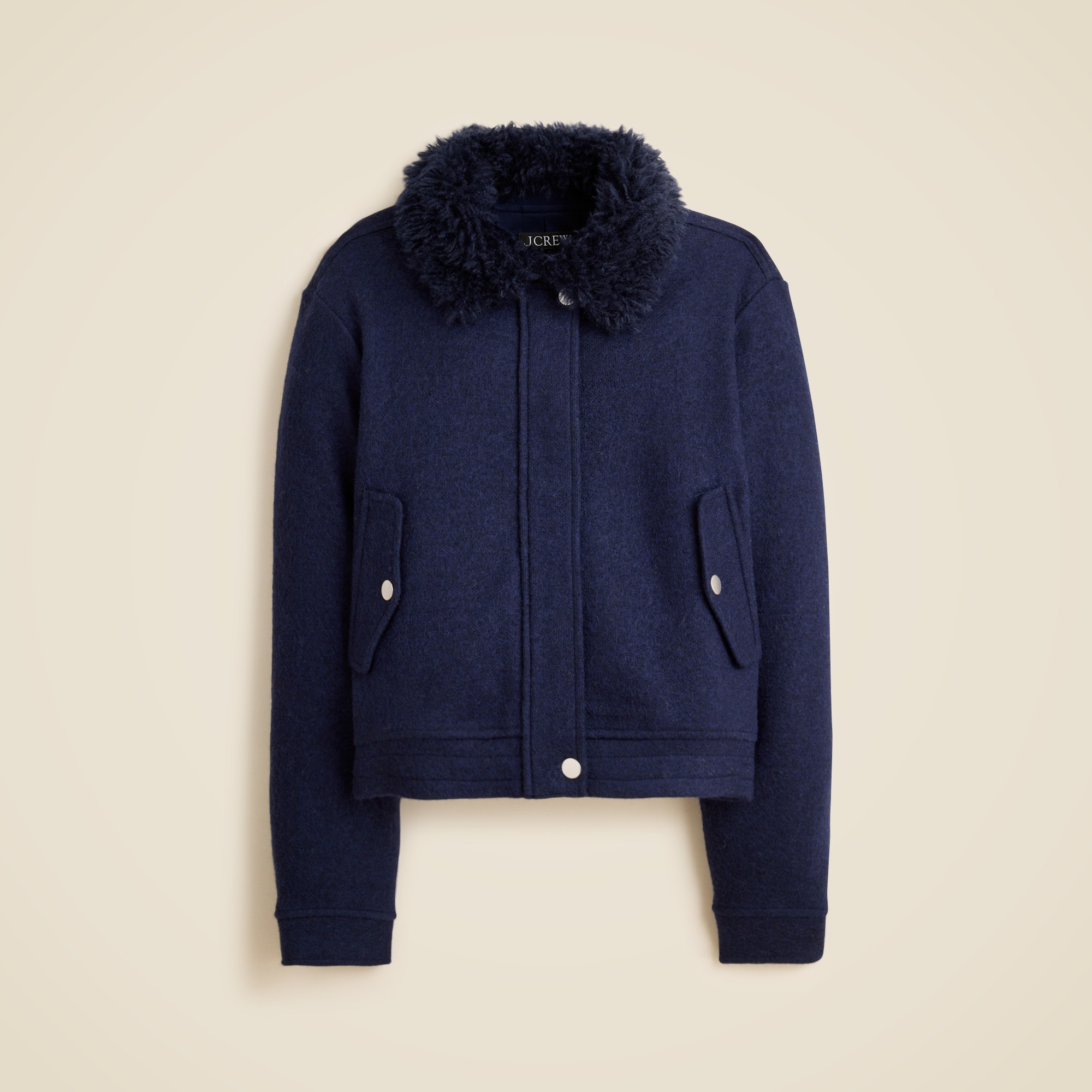  Wool-blend flight jacket with faux-fur collar